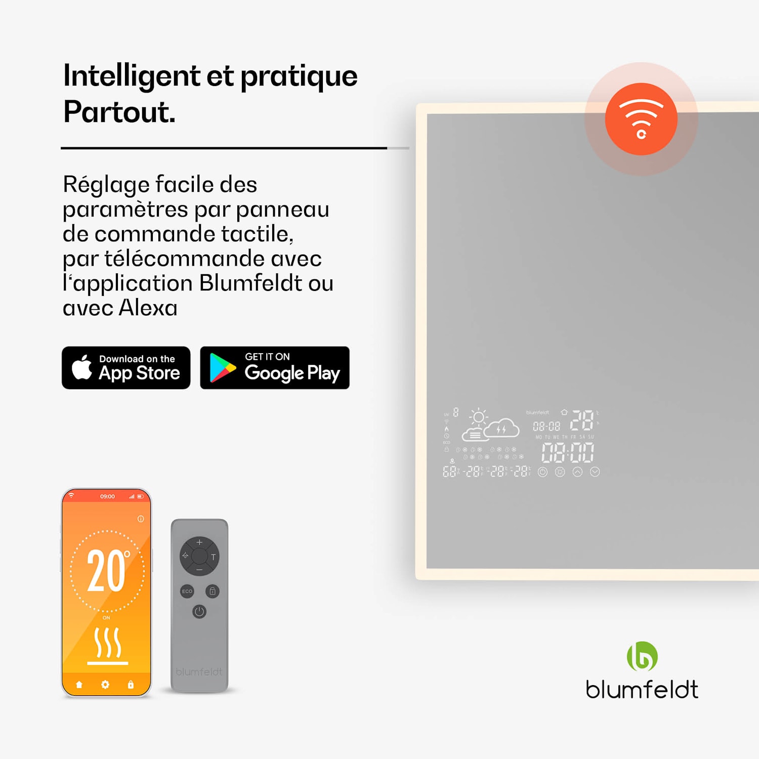 Radiateur infrarouge | Smart Mirror | Infrarouge | 500 W | IP44 