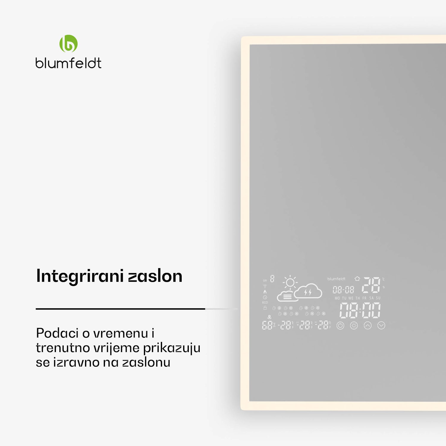 Infracrveni grijač, Pametno ogledalo, Infracrveno zračenje, 500 W, IP44 100 x 60 cm | 500 W