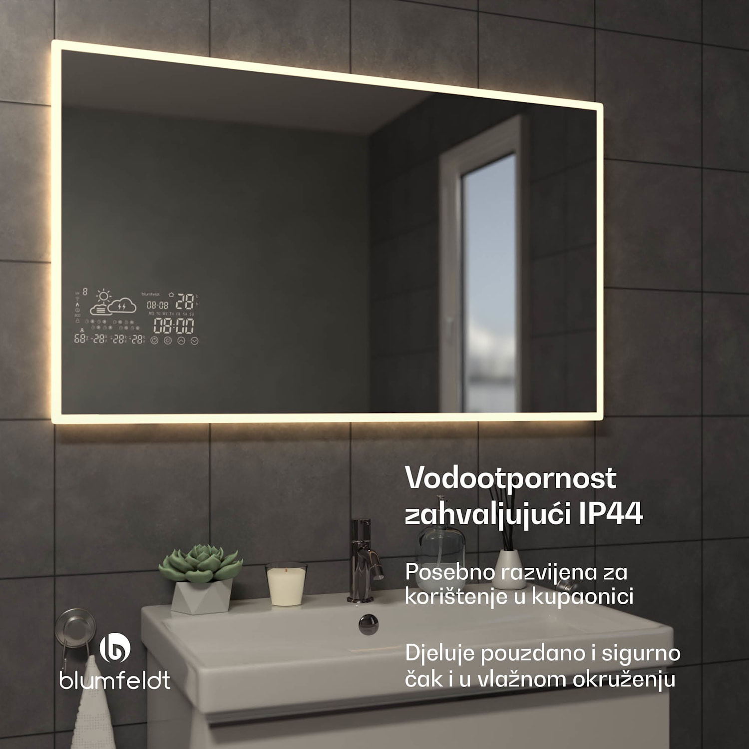 Infracrveni grijač, Pametno ogledalo, Infracrveno zračenje, 500 W, IP44 100 x 60 cm | 500 W