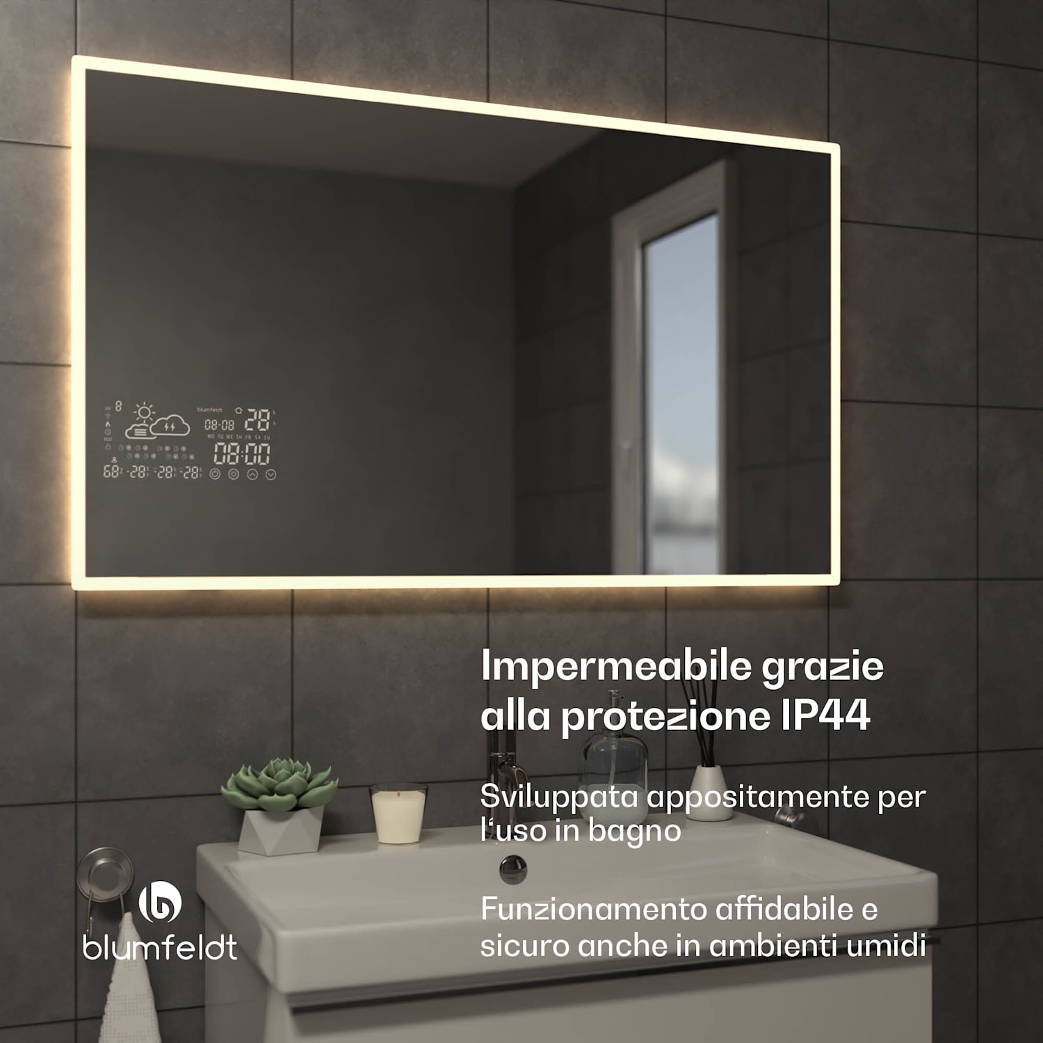Stufa a infrarossi | Smart Mirror | Infrarossi | 500 W | IP44 100 x 60 cm | 500 W