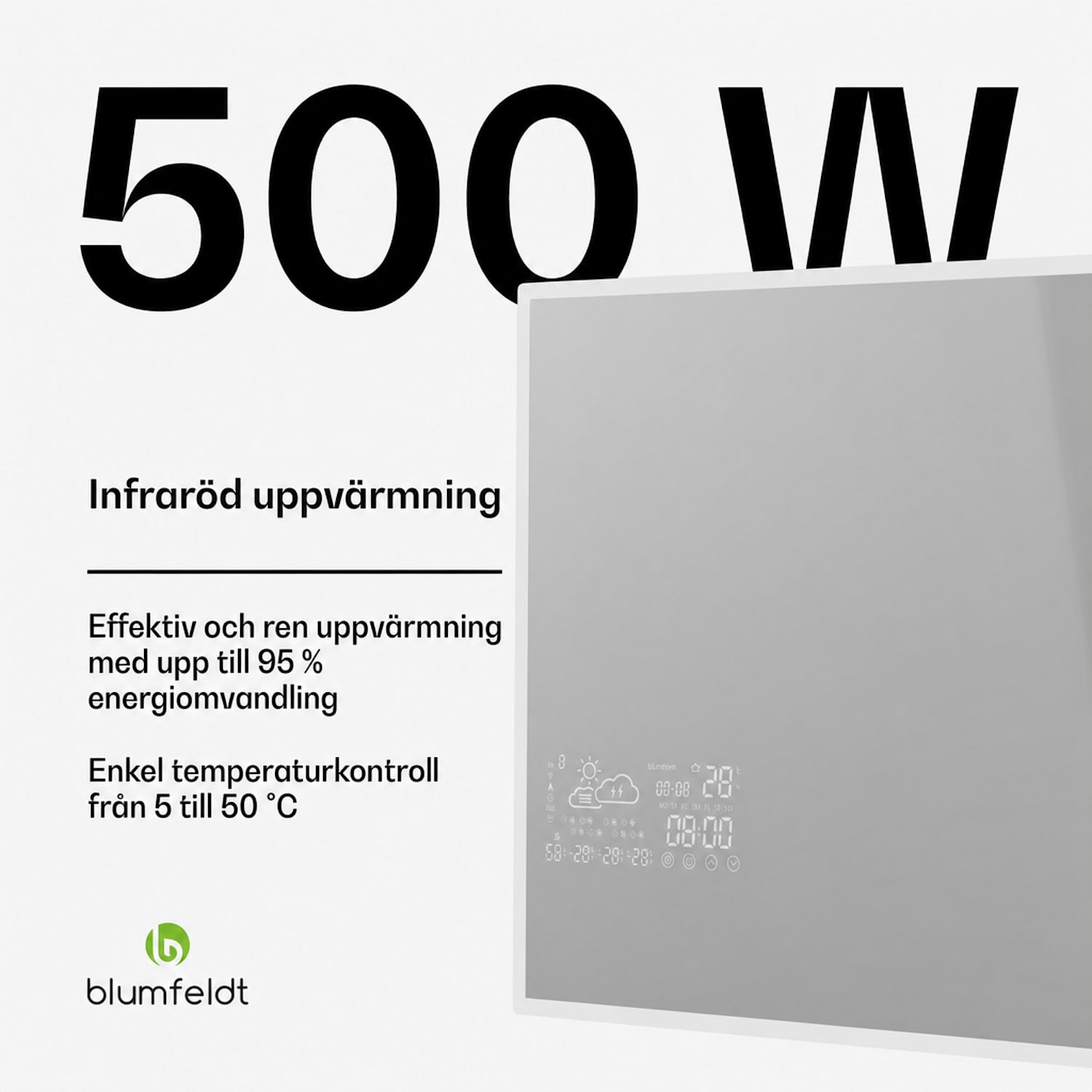 Infravärmare | Smart spegel | Infraröd | 500 W | IP43 100 x 60 cm | 500 W