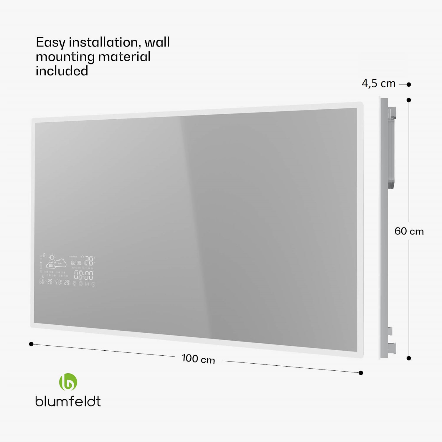 Infračervený ohrievač, Smart Mirror, Infračervené žiarenie, 500 W, IP44 
