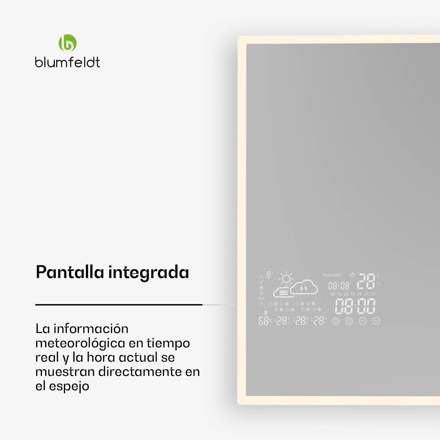 Calefactor de infrarrojos | Espejo inteligente | Infrarrojos | 600 W | IP44 120 x 60 cm | 600 W