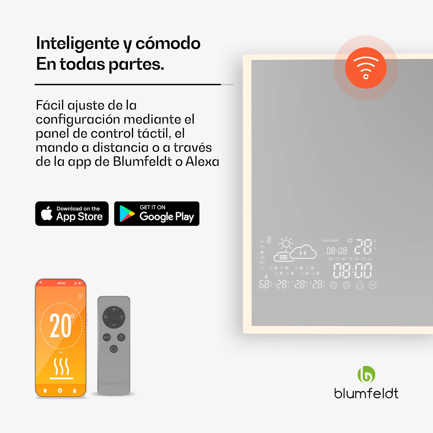 Calefactor de infrarrojos | Espejo inteligente | Infrarrojos | 600 W | IP44 120 x 60 cm | 600 W