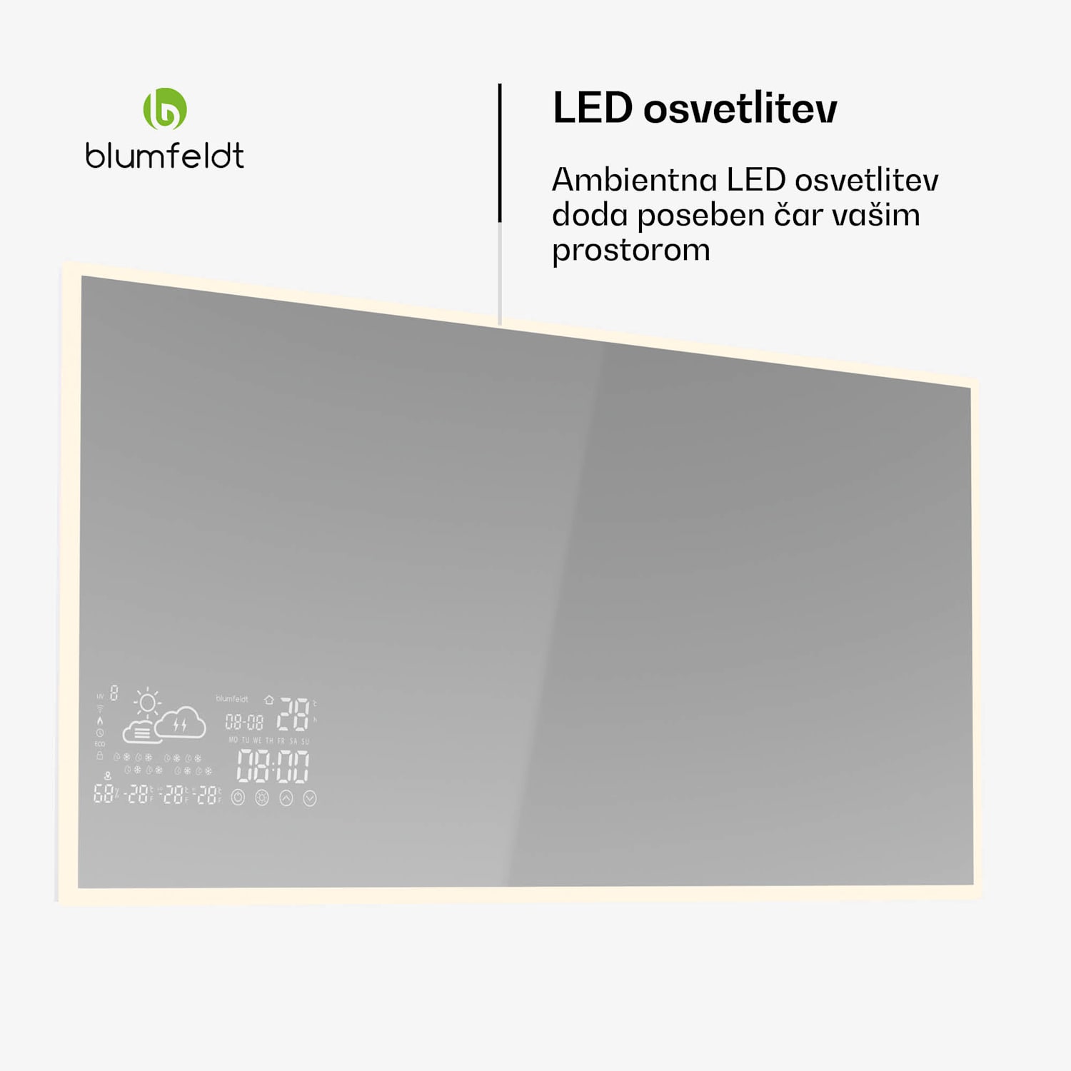 Infrardeči grelnik, Smart Mirror, Infrardeče sevanje, 600 W, IP44 