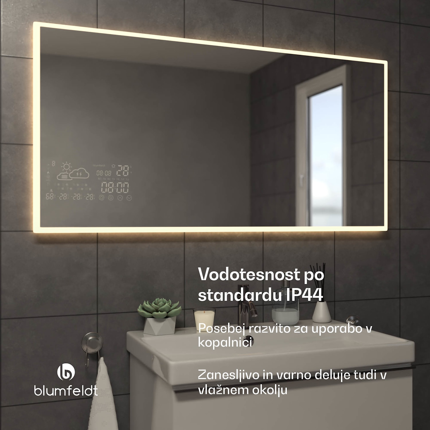 Infrardeči grelnik, Smart Mirror, Infrardeče sevanje, 600 W, IP44 