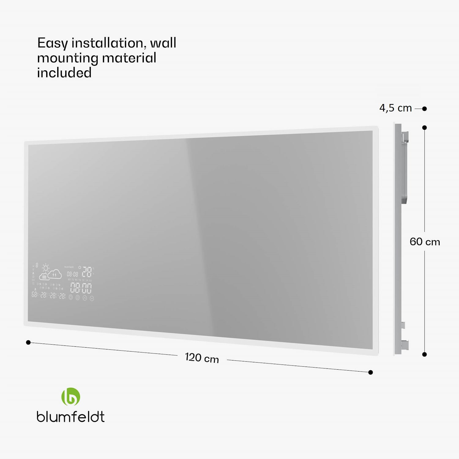 Infraroodverwarming | Smart Mirror | Infrarood | 600 W | IP44 120 x 60 cm | 600 W