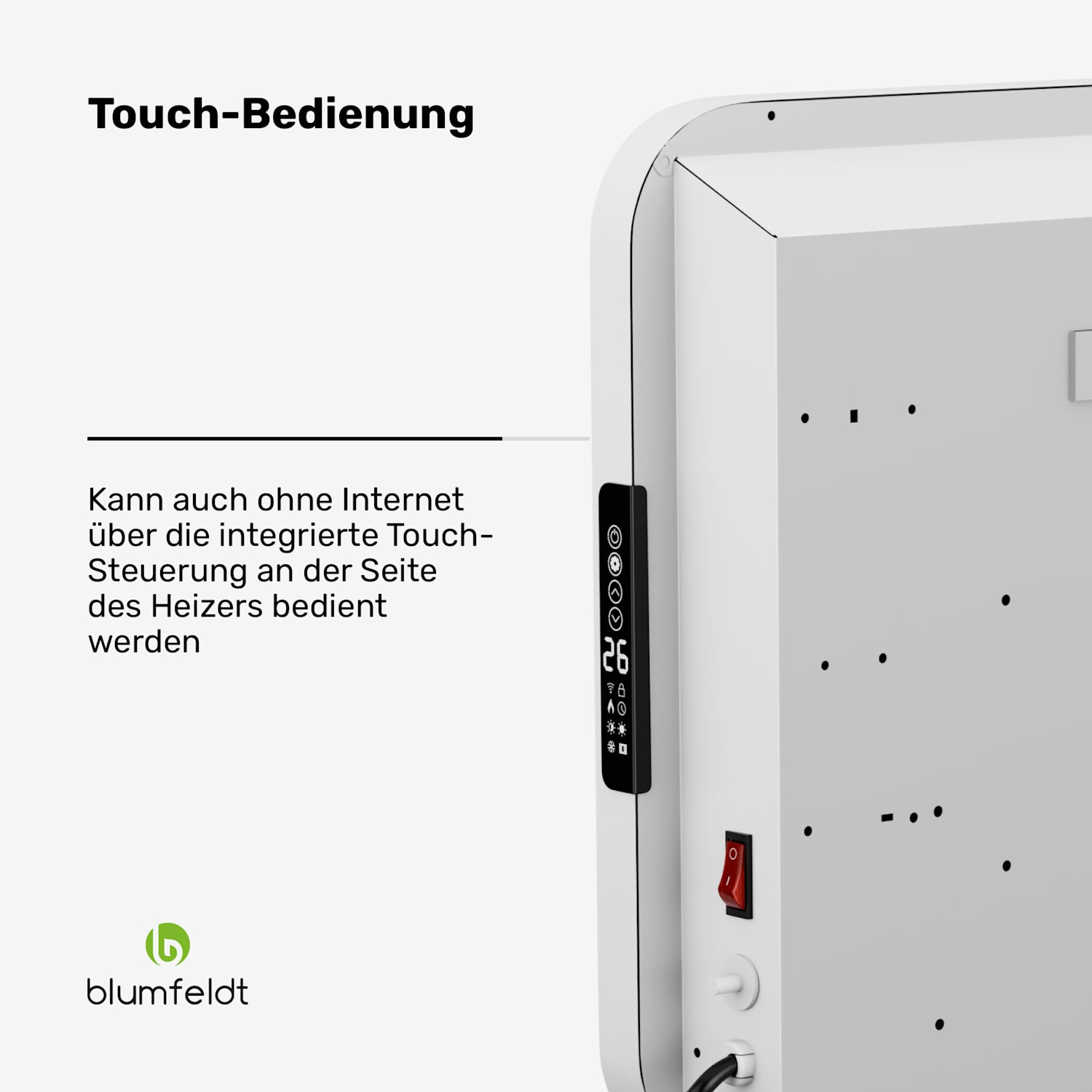 SwiftWave Infrarotheizer | 2000 W | bis 20 m² | App- Touch-Steuerung | Graphen Weiß