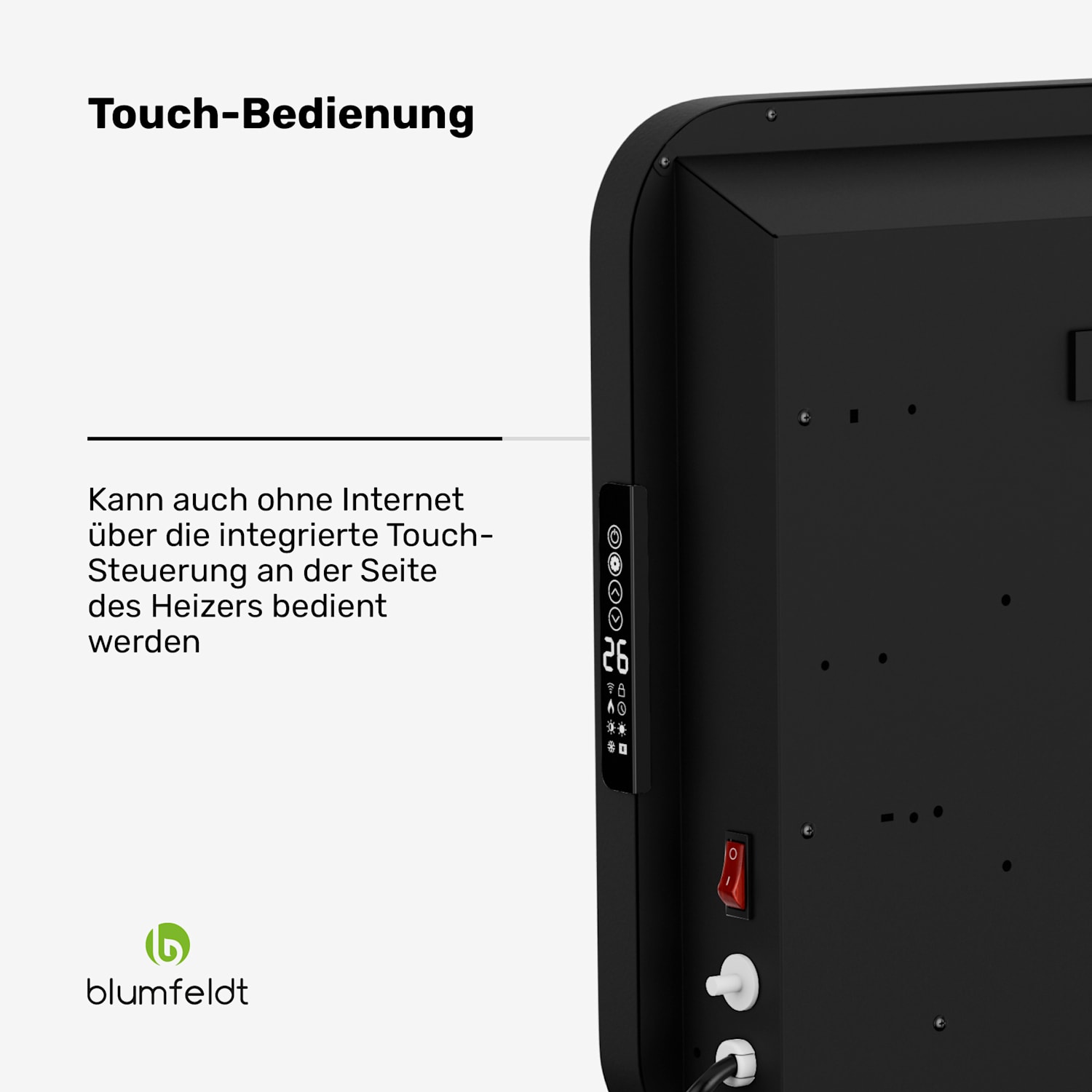 SwiftWave Infrarotheizer | 2000 W | bis 20 m² | App- Touch-Steuerung | Graphen Schwarz