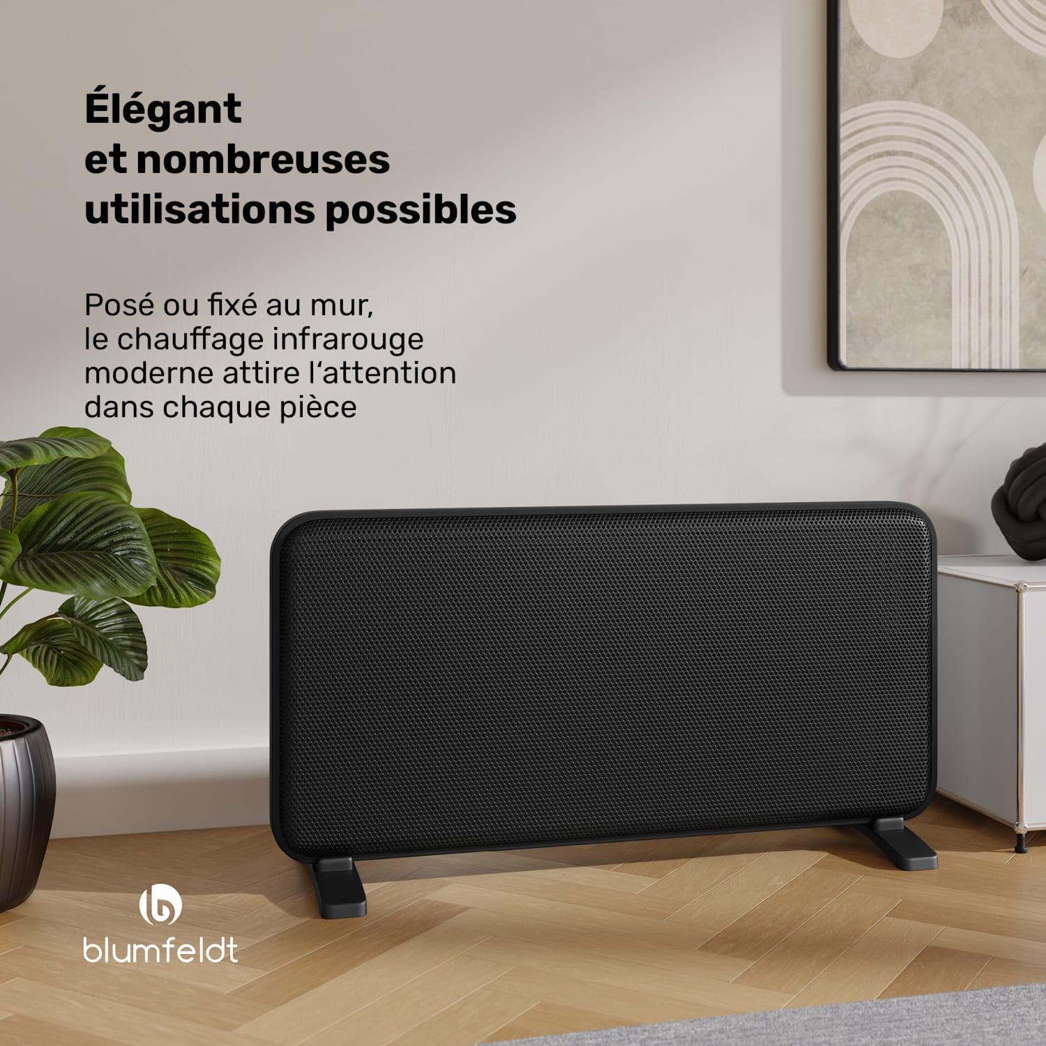 SwiftWave radiateur infrarouge | 2000 W | jusqu'à 20 m² | Contrôle tactile et par application | Graphène Noir