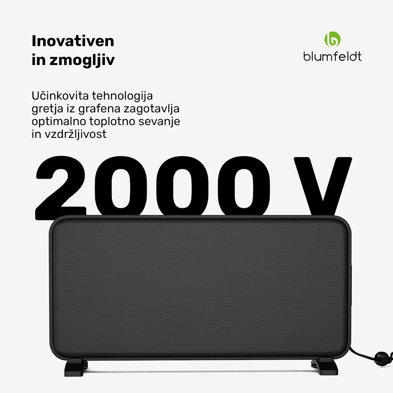 SwiftWave Infrardeči grelnik, 2000 W, do 20 m², aplikacija za upravljanje na dotik, grafen Črna