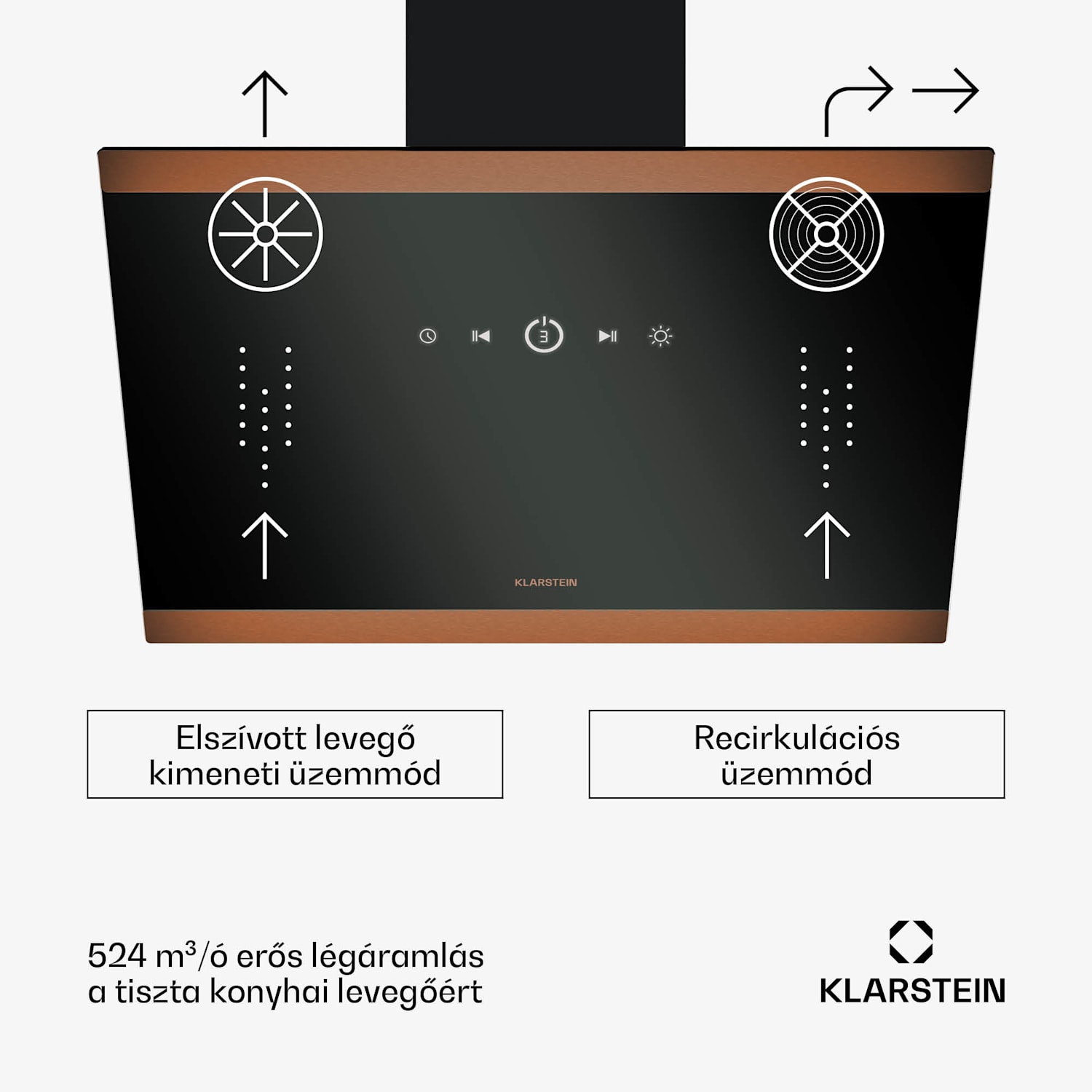 FlashLine 60 páraelszívó, A++, 524 m³/h, 3 szint, érintős, csendes, LED, elszívás/recirkuláció, 100 W 