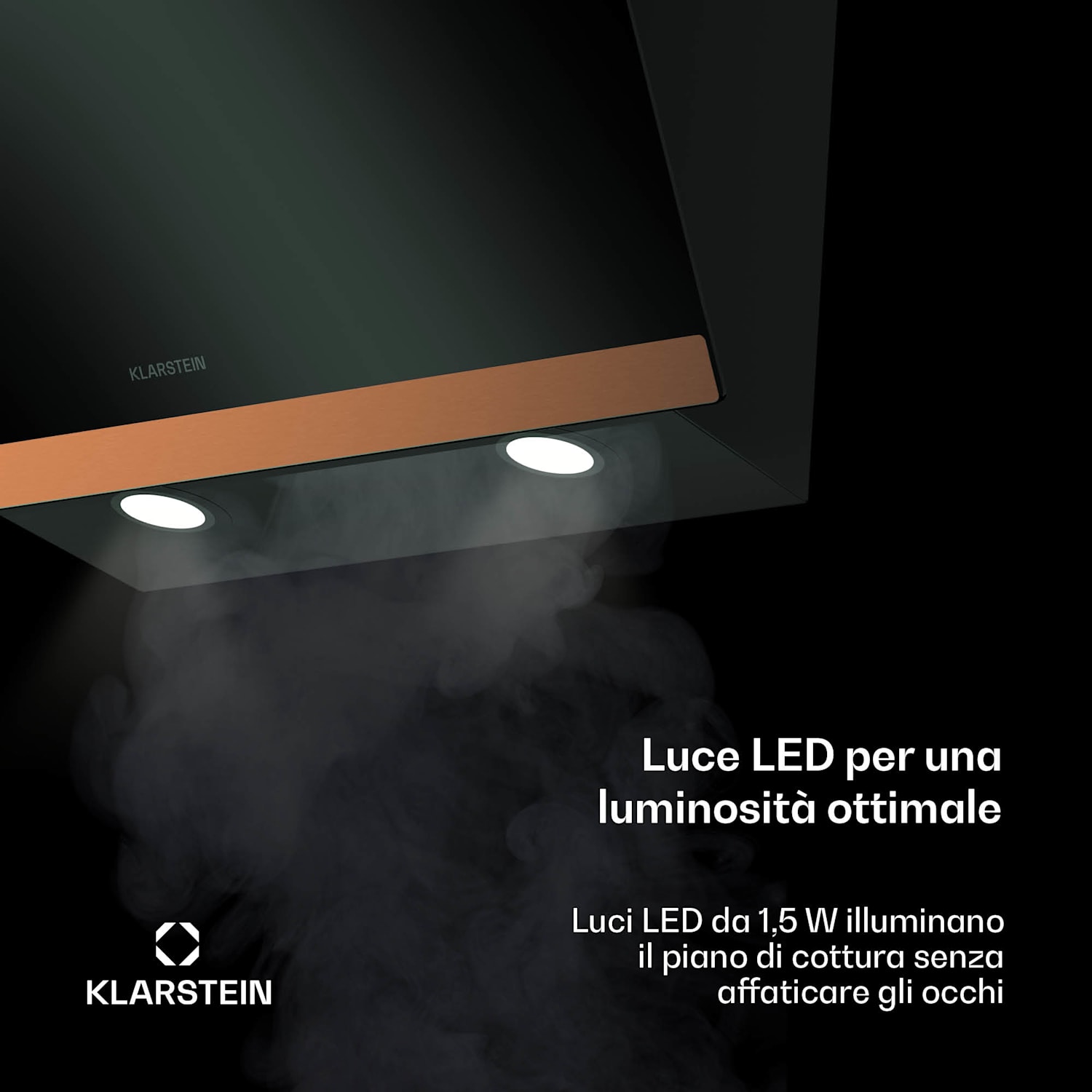 FlashLine 60 - Cappa aspirante | A++ | 524 m³/ora | 3 livelli | Touch | Scarico/ricircolo | 100 W 60 cm | Nero | Rame metallizzato
