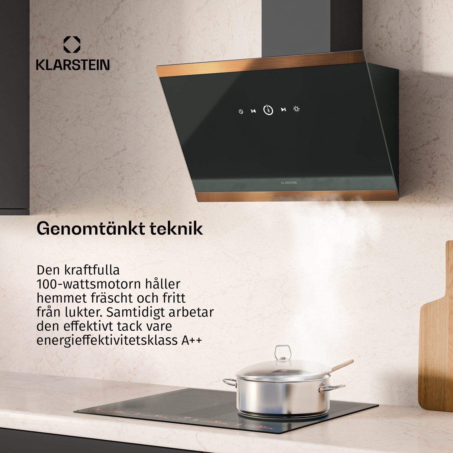 FlashLine 60 Köksfläkt | A++ | 524 m³/h | 3 nivåer | touchkontroll | frånluft/cirkulationsluft | 100 W 