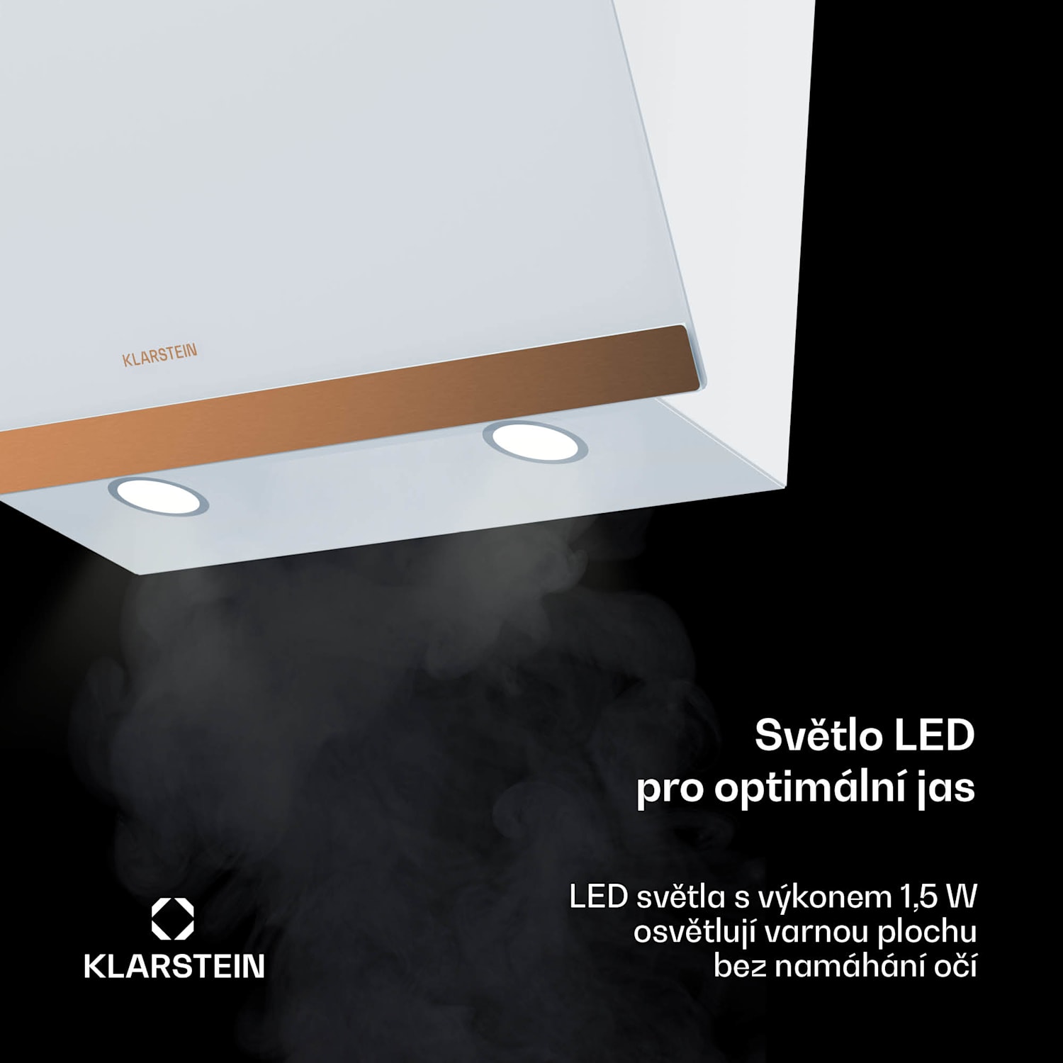 FlashLine 60 digestoř, A++, 524 m³/h, 3 úrovně, dotyková, tichá, LED, odsávání/recirkulace, 100 W 60 cm | Bílá | Měděná metalíza