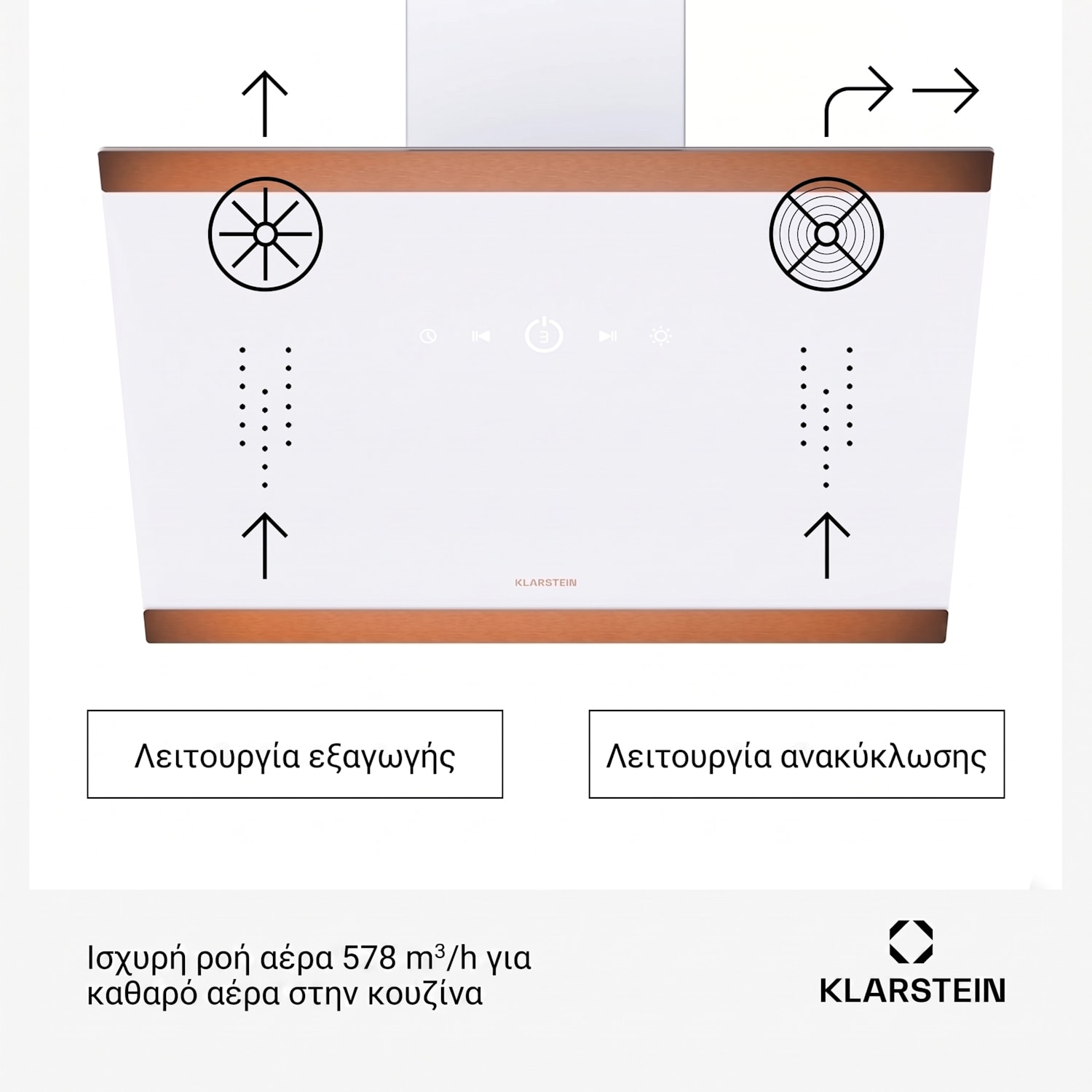 FlashLine 60cm 578m³/h Κεκλιμένος Απορροφητήρας Λευκός/Χάλκινος 60 εκ | Λευκό | Χάλκινο