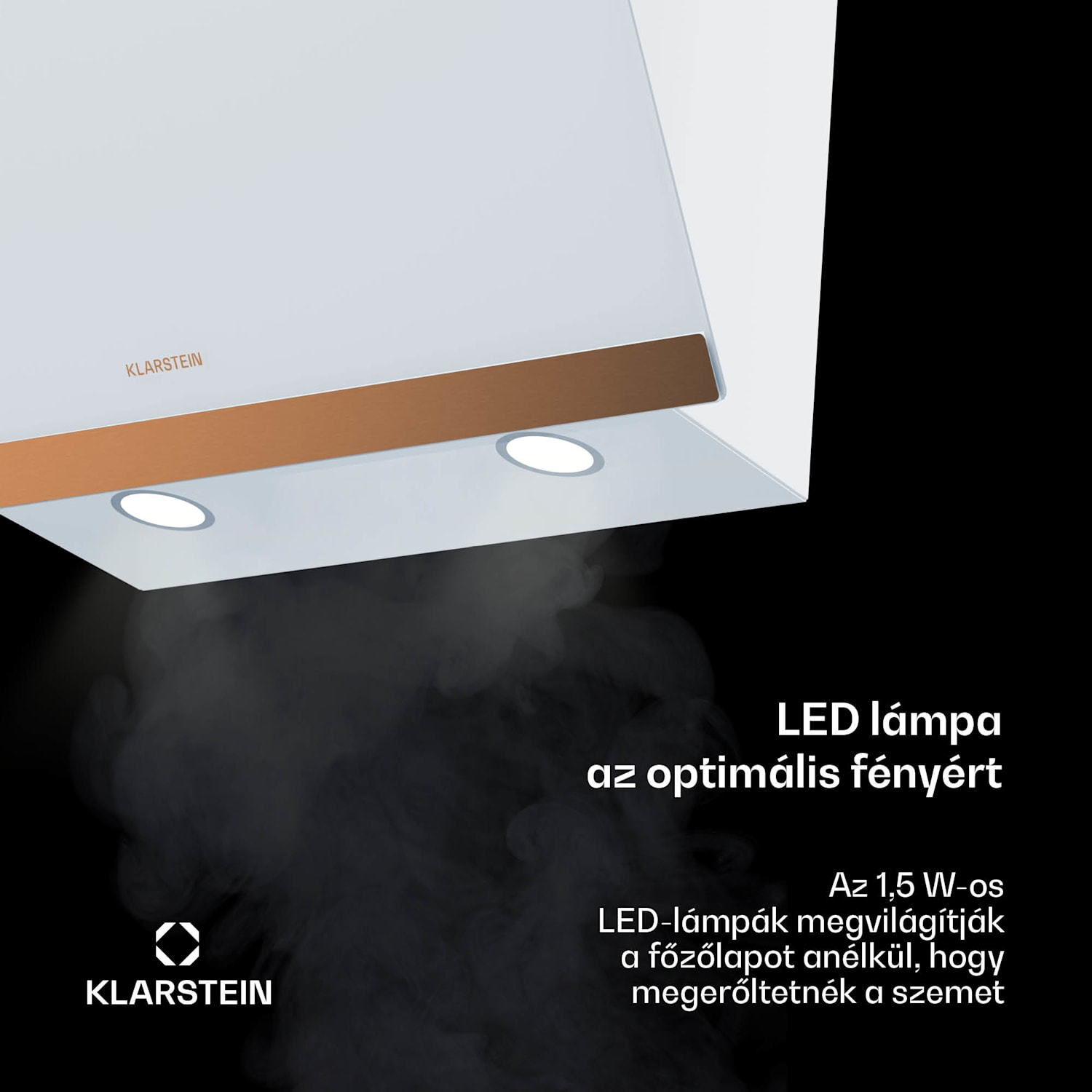 FlashLine 60 páraelszívó, A++, 524 m³/h, 3 szint, érintős, csendes, LED, elszívás/recirkuláció, 100 W 60 cm | Fehér | Réz fém