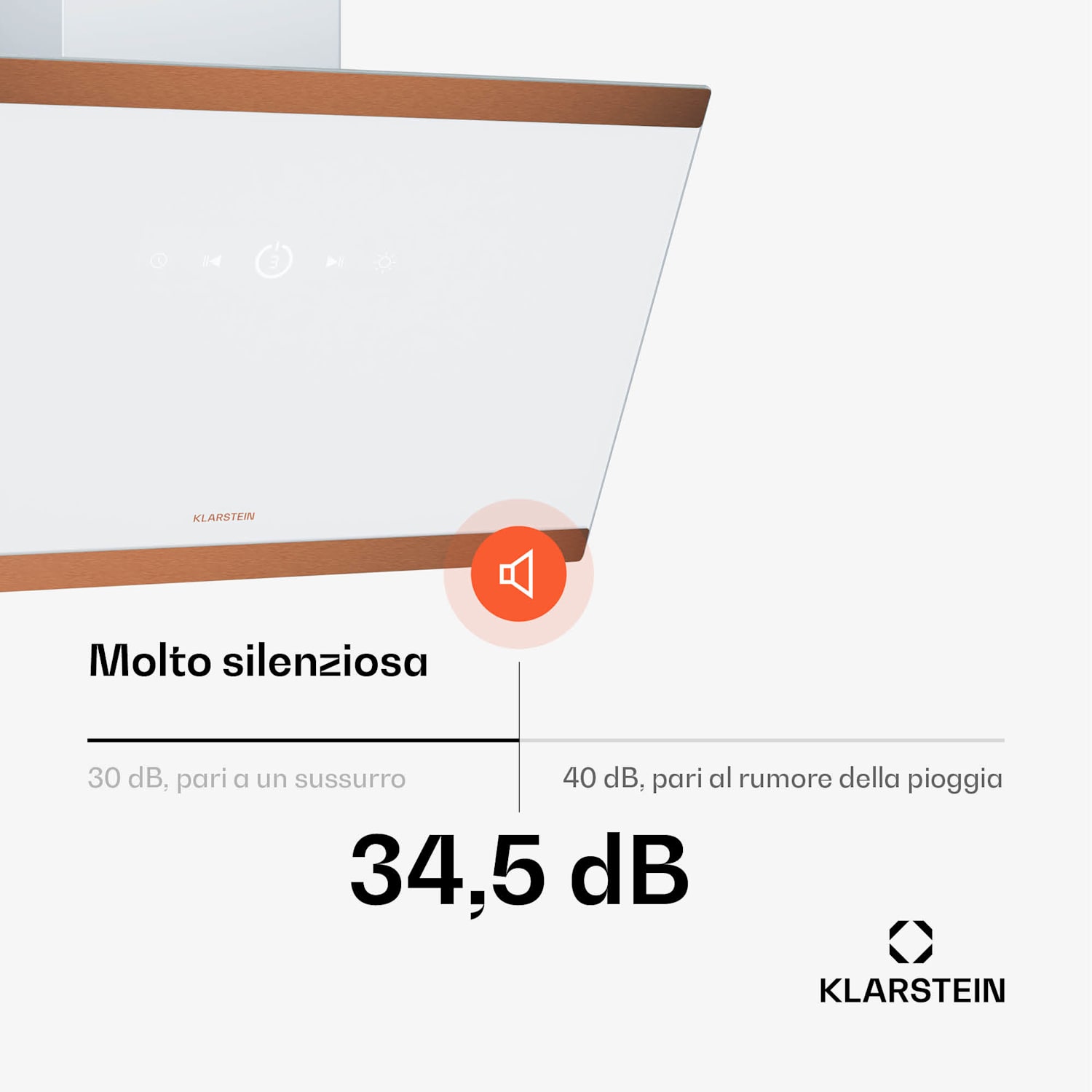 FlashLine 60 - Cappa aspirante | A++ | 524 m³/ora | 3 livelli | Touch | Scarico/ricircolo | 100 W 60 cm | Bianco | Rame metallizzato