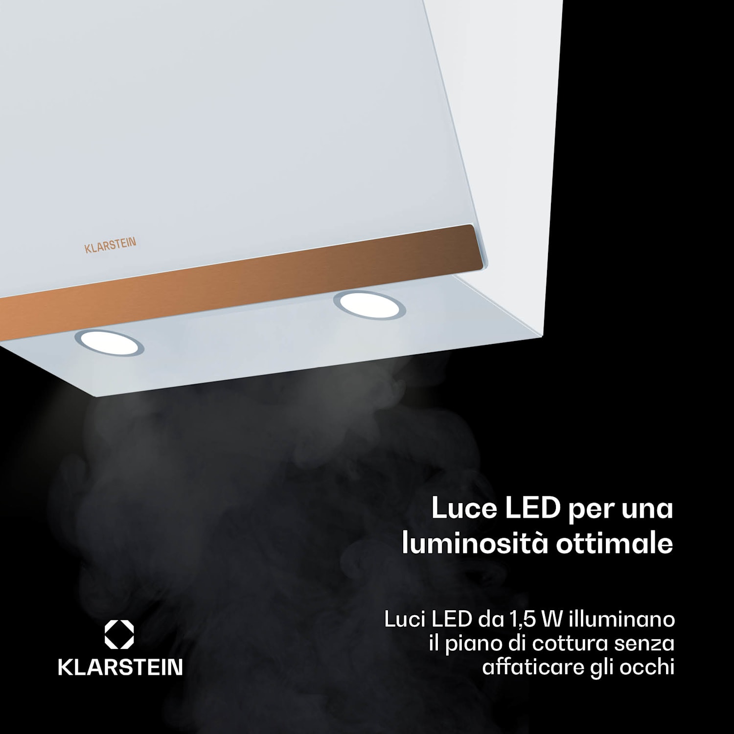 FlashLine 60 - Cappa aspirante | A++ | 524 m³/ora | 3 livelli | Touch | Scarico/ricircolo | 100 W 60 cm | Bianco | Rame metallizzato