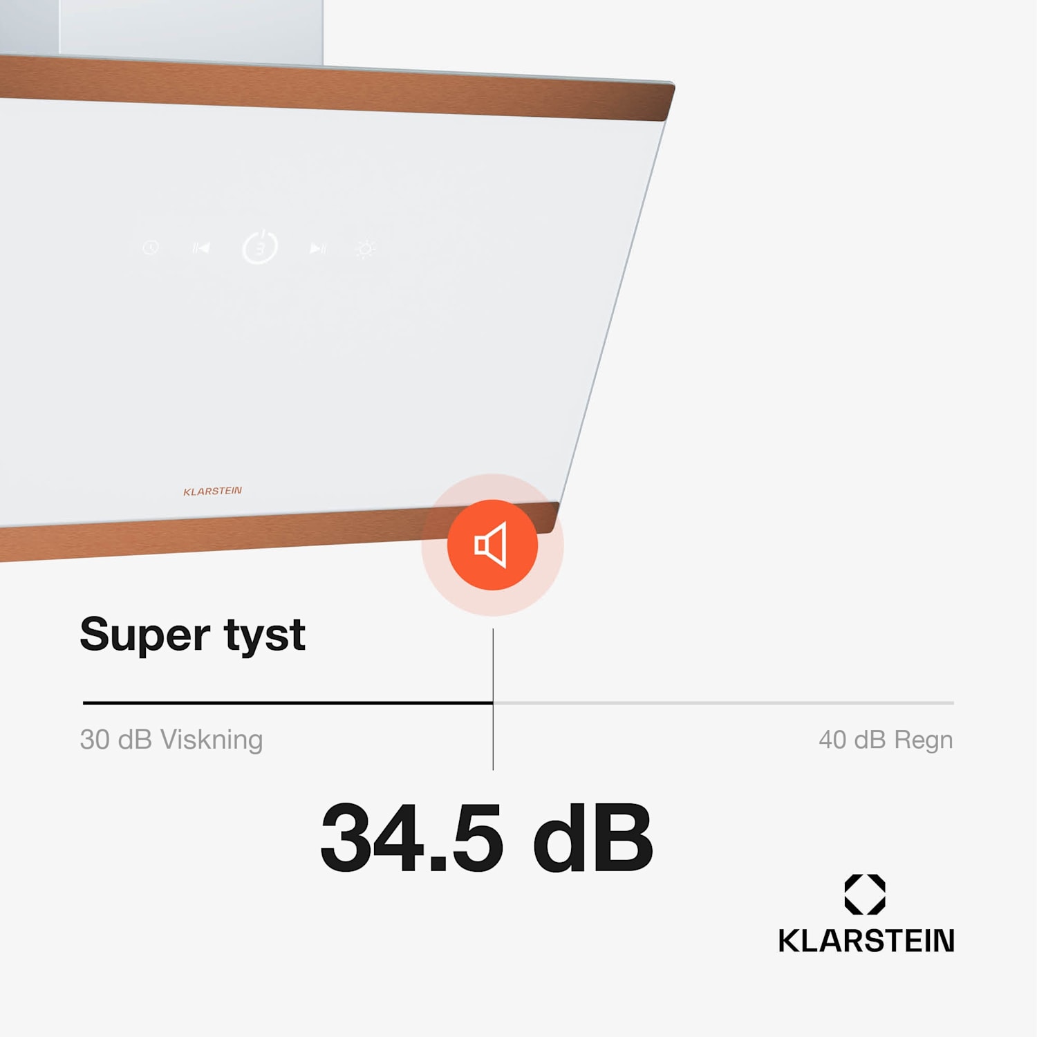 FlashLine 60 Köksfläkt | A++ | 578 m³/h | 3 nivåer | touchkontroll | frånluft/cirkulationsluft | 100 W 60 cm | Vit | Koppar