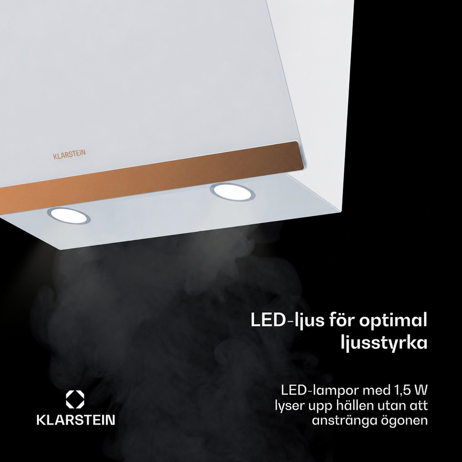 FlashLine 60 Köksfläkt | A++ | 578 m³/h | 3 nivåer | touchkontroll | frånluft/cirkulationsluft | 100 W 60 cm | Vit | Koppar