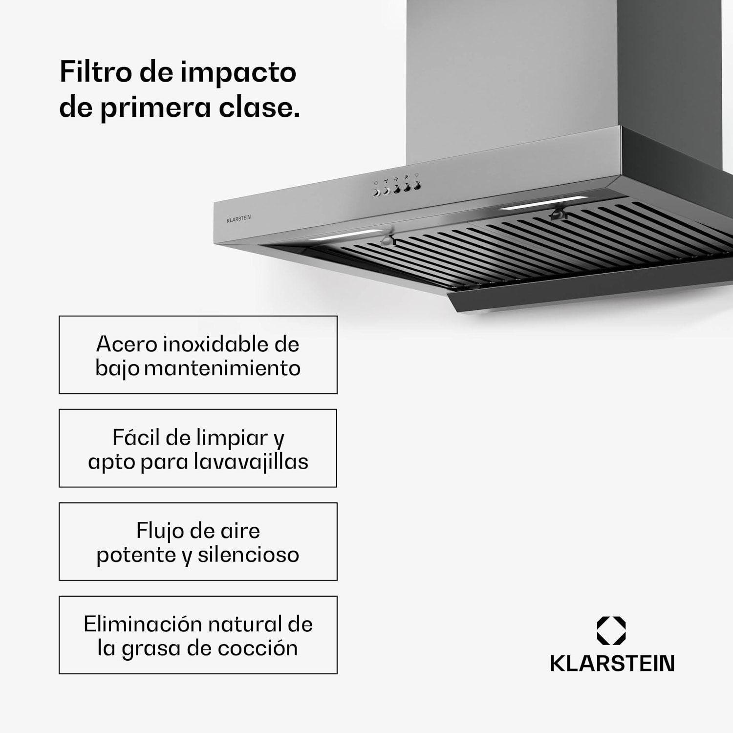 Campana extractora AeroClean | 649,9 m³/h | 4 niveles | EEK A++ | extracción de aire/recirculación de aire 