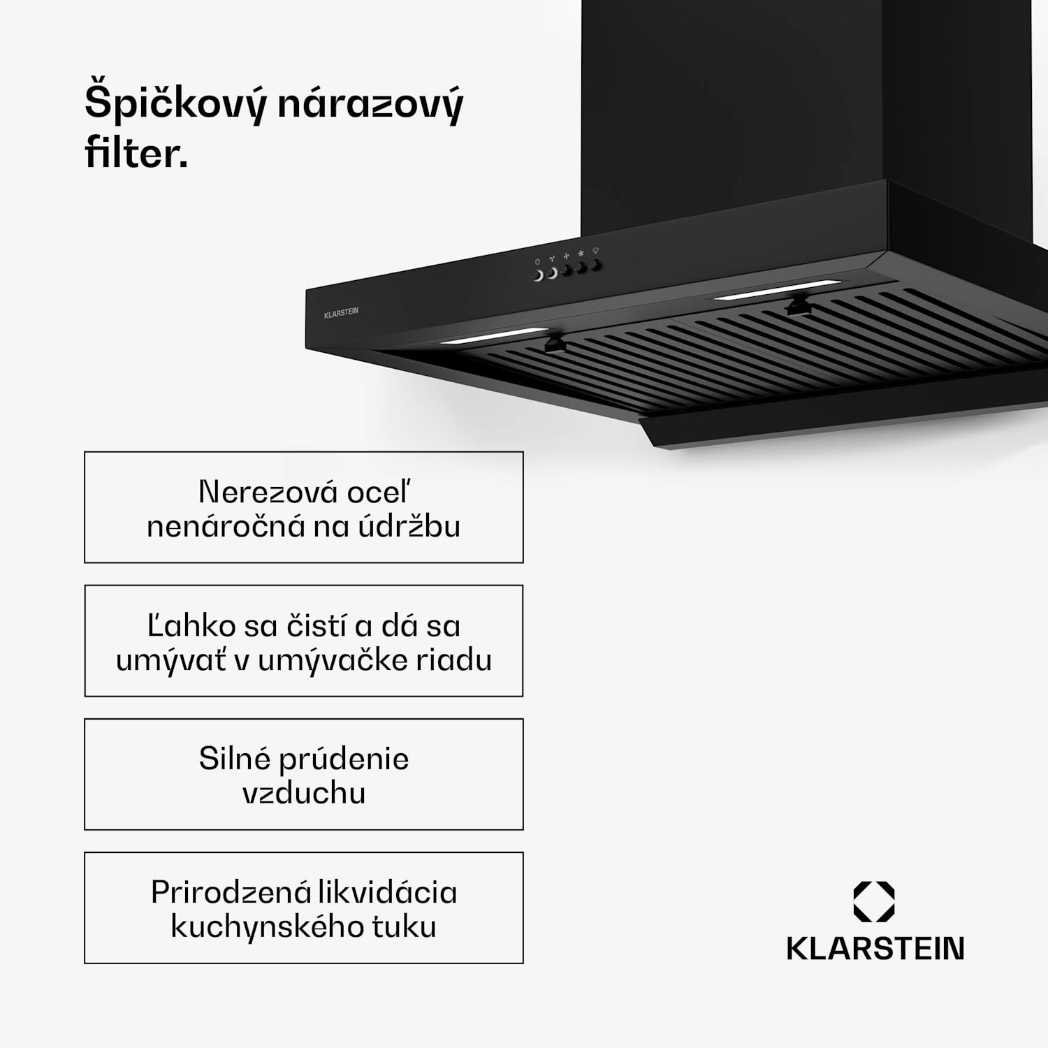 AeroClean digestor, 649,9 m³/h, 4 úrovne, EEK A++, odsávanie/recirkulácia vzduchu 60 cm | Čierna