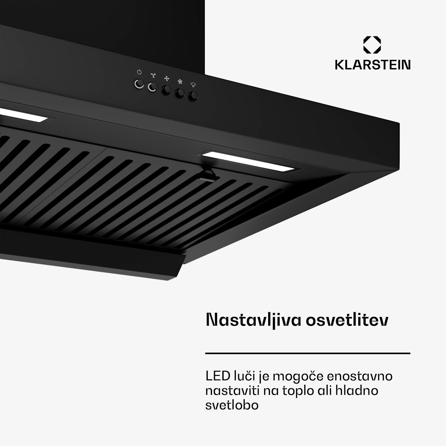 AeroClean kuhinjska napa, 649,9 m³/h, 4 stopnje, EEK A++, odsesavanje/recirkulacija zraka 60 cm | Črna