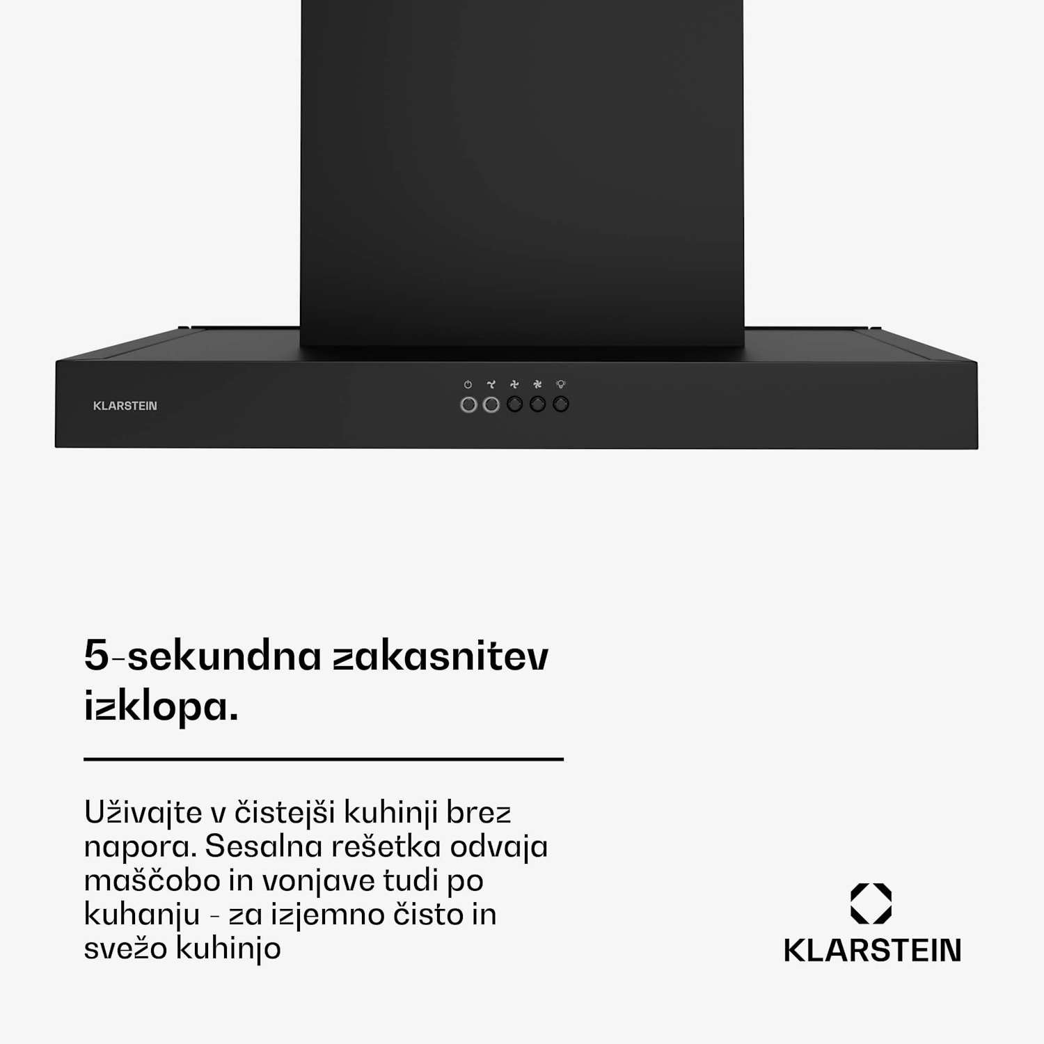 AeroClean kuhinjska napa, 649,9 m³/h, 4 stopnje, EEK A++, odsesavanje/recirkulacija zraka 60 cm | Črna
