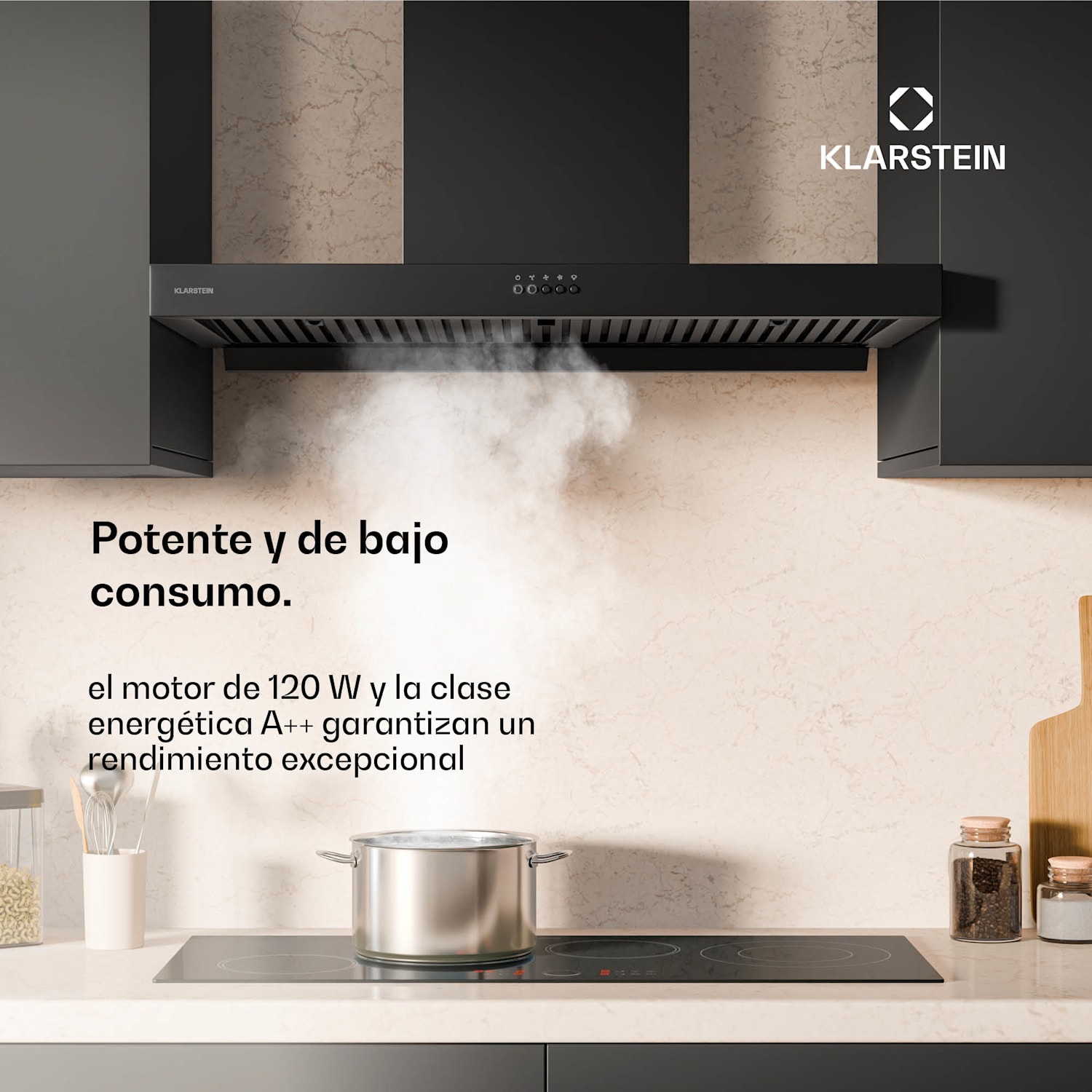 Campana extractora AeroClean | 649,9 m³/h | 4 niveles | EEK A++ | extracción de aire/recirculación de aire 