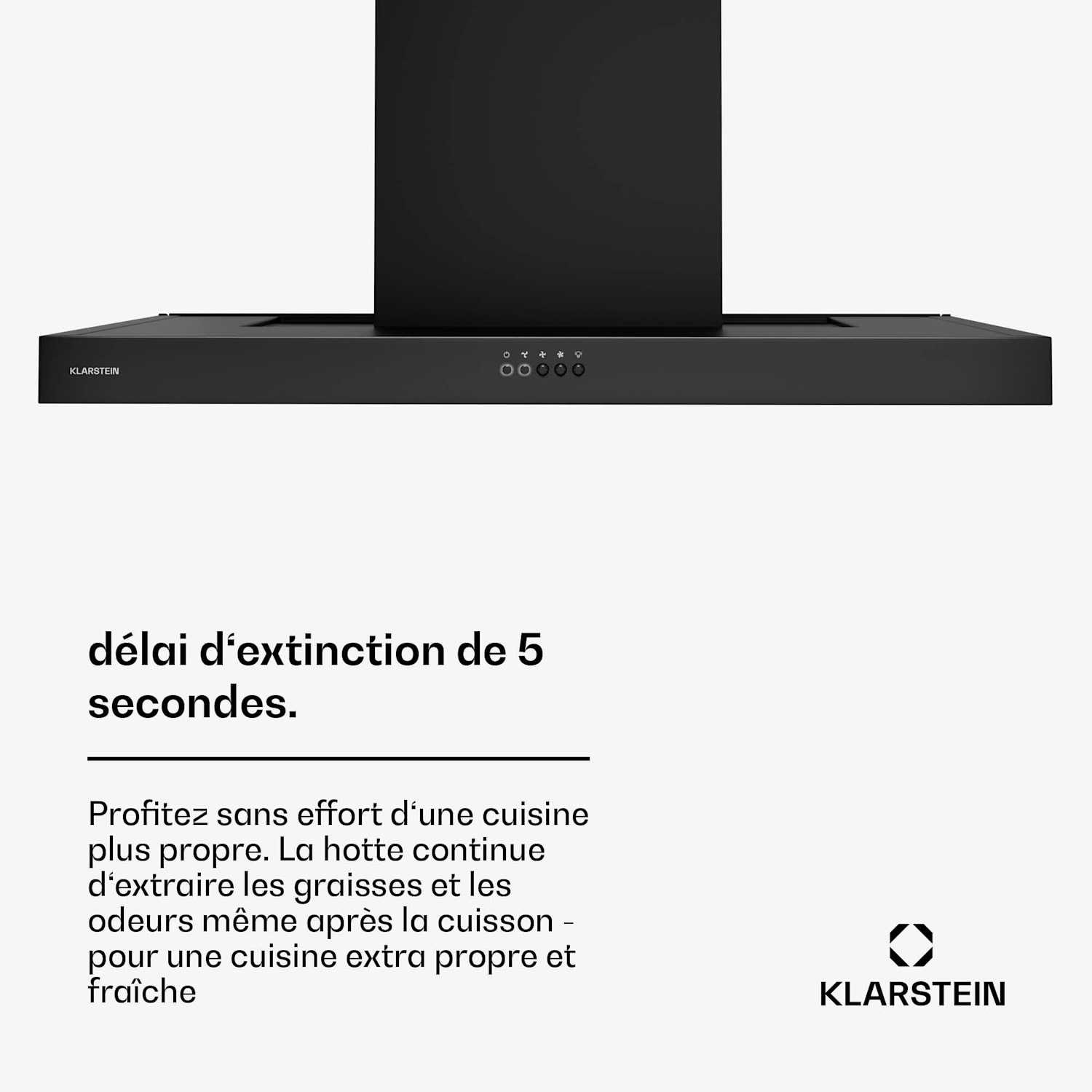 AeroClean afzuigkap | 649,9 m³/h | 4 standen | EEK A++ | afvoer/recirculatie 90 cm | Zwart