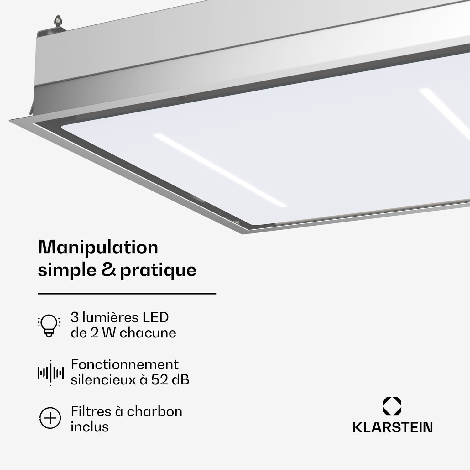 LuxeAir Hotte aspirante | 90 cm | WiFi + Bluetooth | LED | 750 m³/h | Évacuation/circulation de l'air | CEE : A 90 cm