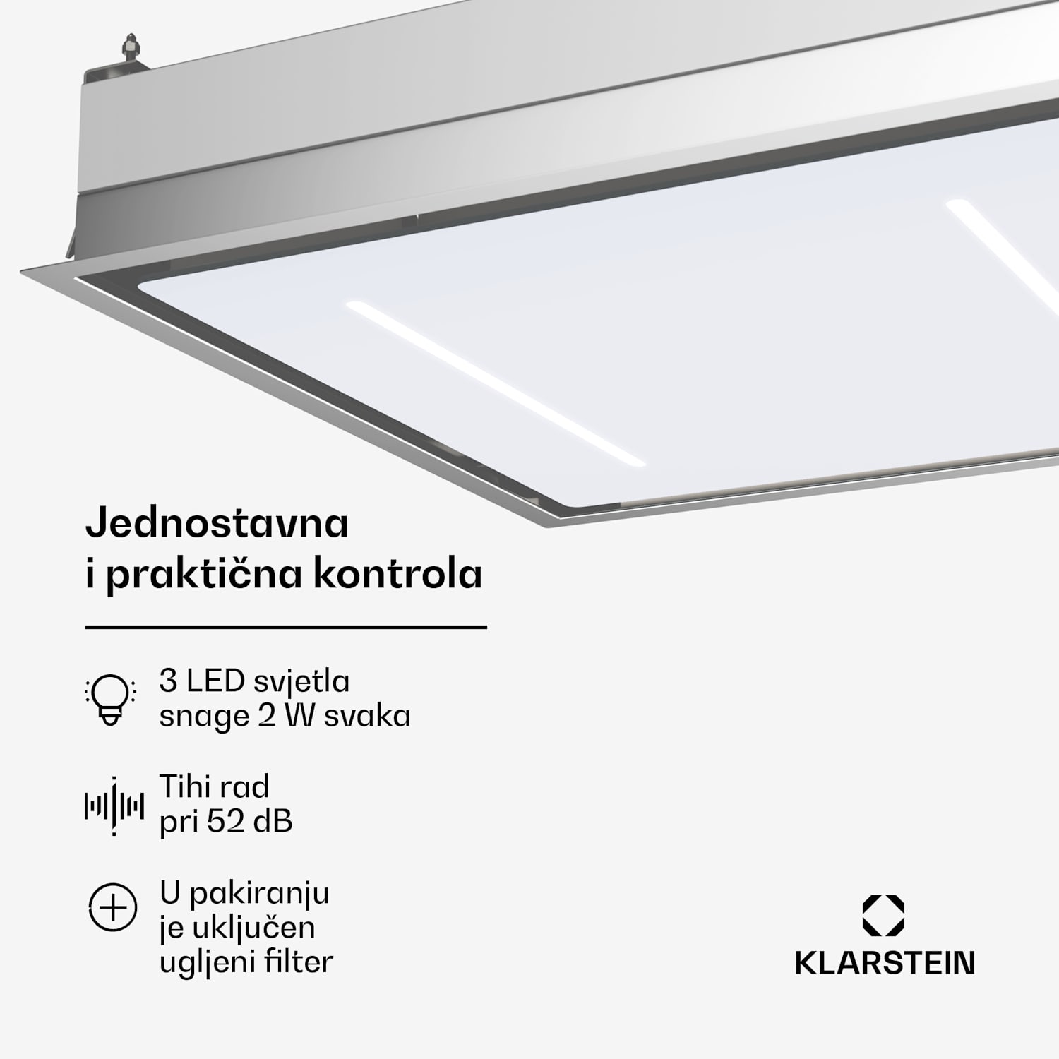 LuxeAir napa, 90 cm, WLAN + Bluetooth, LED, 750 m³/h, ekstrakcija/recirkulacija, EEC: A 90 cm
