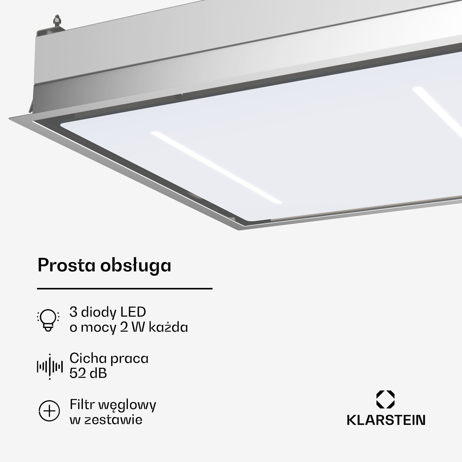 LuxeAir okap sufitowy, 90 cm, Wi-Fi + Bluetooth, LED, 750 m³/h, wyciąg/pochłaniacz, klasa energetyczna A 90 cm