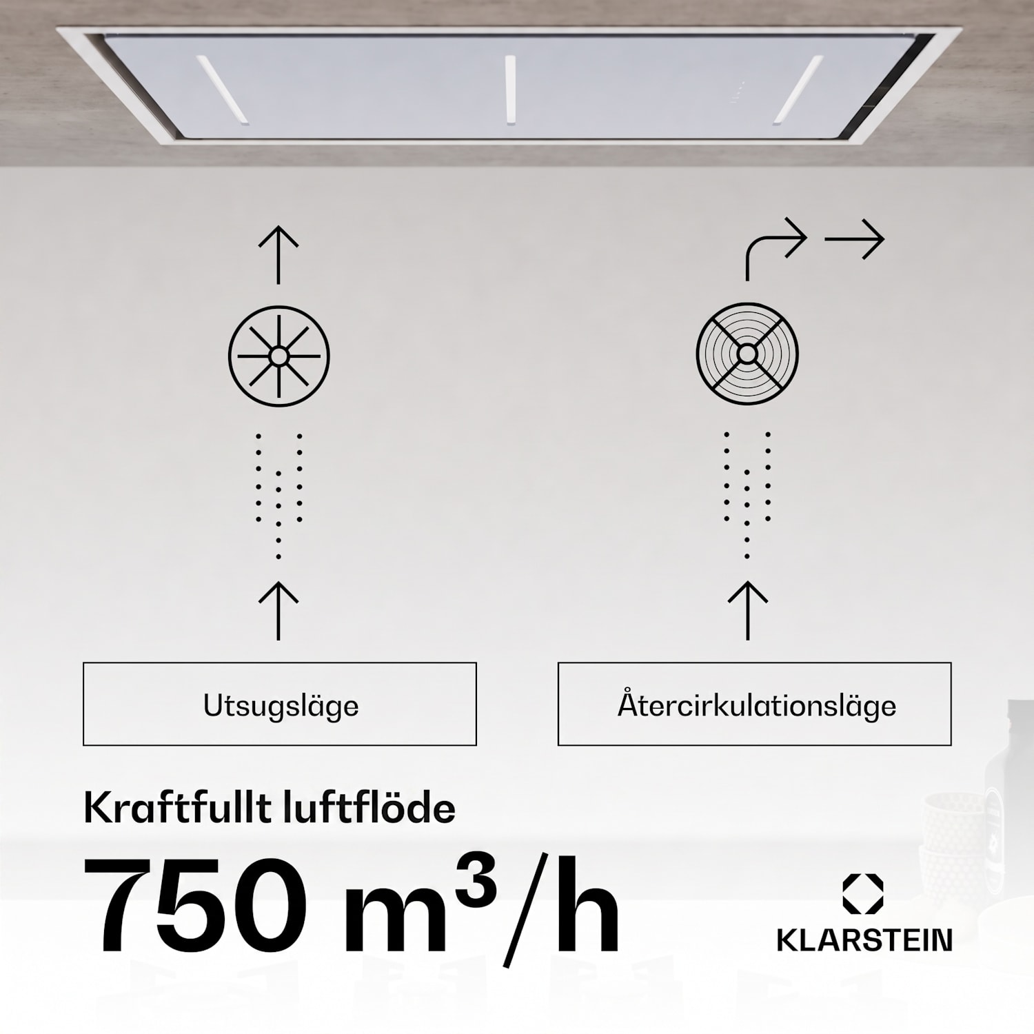 LuxeAir Fläktkåpa | 90 cm | WLAN + Bluetooth | LED | 562 m³/h | frånluft/cirkulationsluft | EEC: A 90 cm