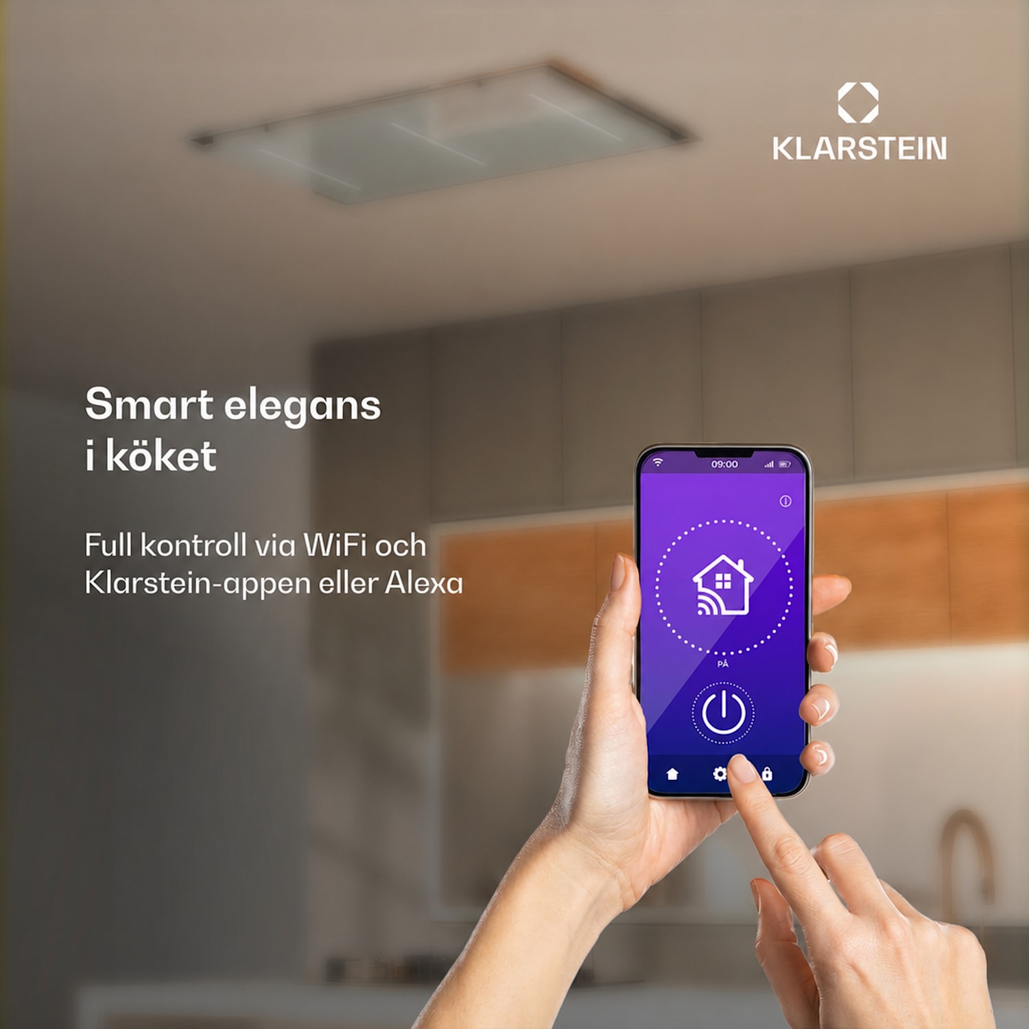 LuxeAir Fläktkåpa | 90 cm | WLAN + Bluetooth | LED | 562 m³/h | frånluft/cirkulationsluft | EEC: A 90 cm