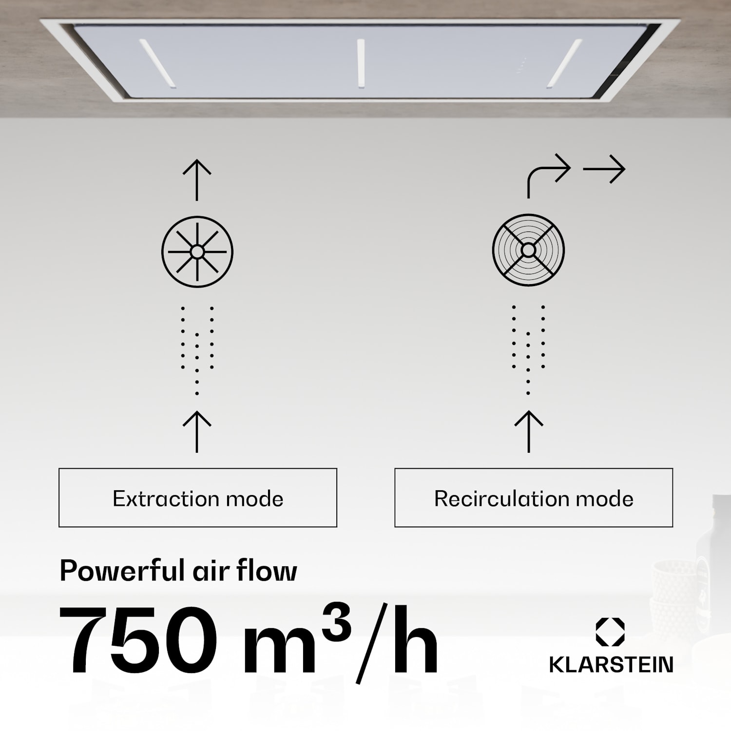 LuxeAir-liesituuletin | 90 cm | WLAN + Bluetooth | LED | 751 m³/h | poistoilma/kiertoilma | energiatehokkuusluokka: A 