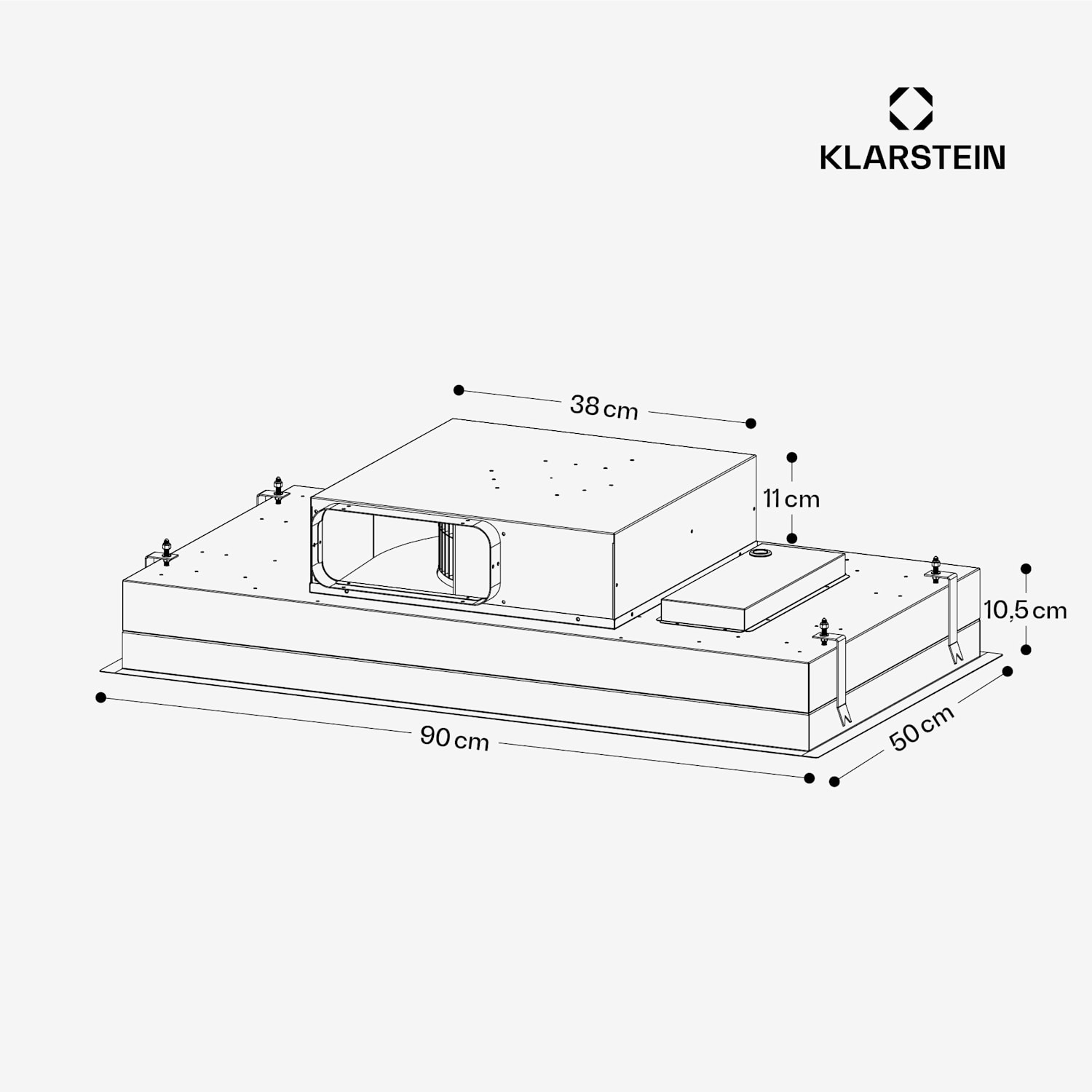 Digestoř LuxeAir, 90 cm, WLAN + Bluetooth, LED, 750 m³/h, odtah/recirkulace, EEC: A 90 cm