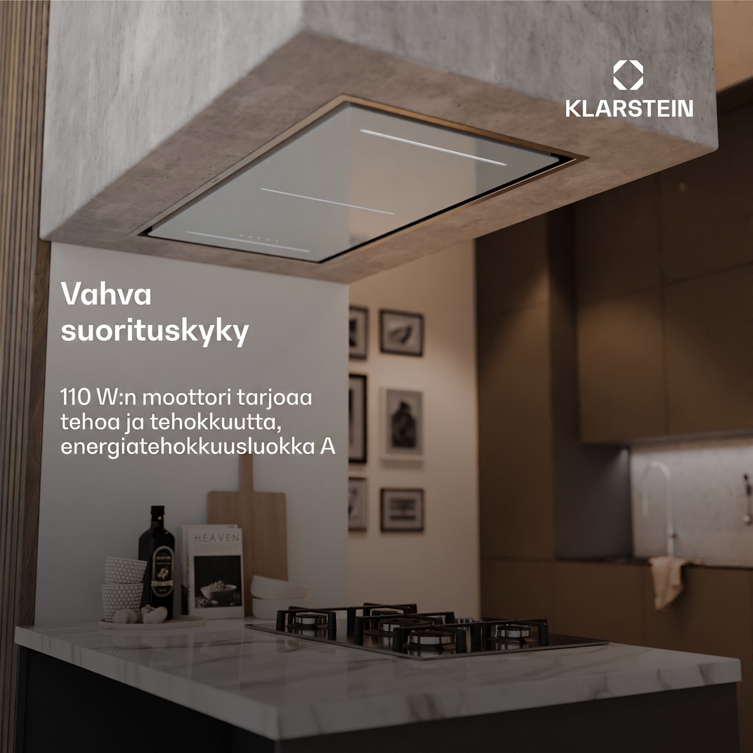 LuxeAir-liesituuletin | 110 cm | WLAN + Bluetooth | LED | 690 m³/h | poistoilma/kiertoilma | energiatehokkuusluokka: A 110 cm