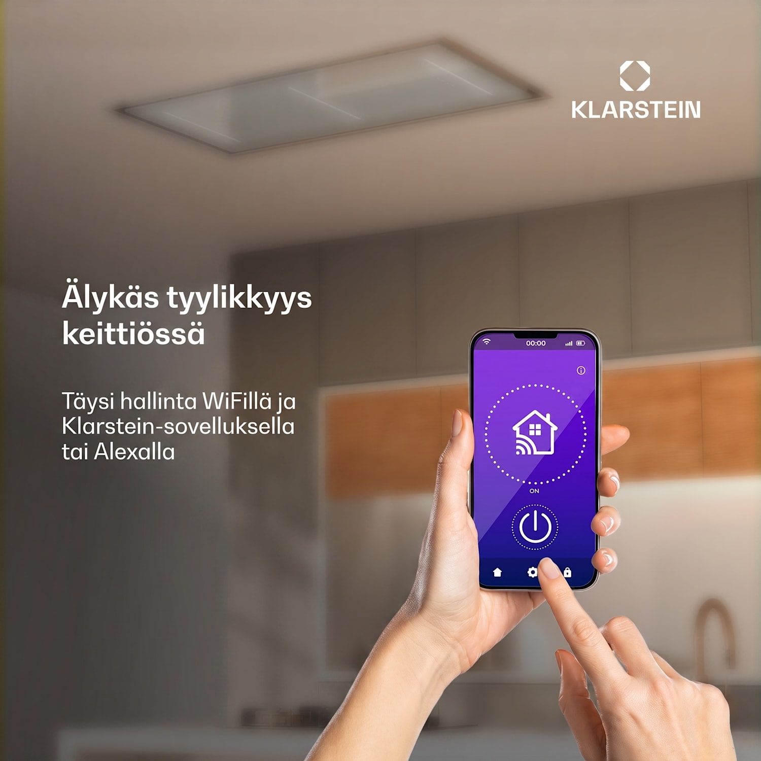 LuxeAir-liesituuletin | 110 cm | WLAN + Bluetooth | LED | 690 m³/h | poistoilma/kiertoilma | energiatehokkuusluokka: A 110 cm