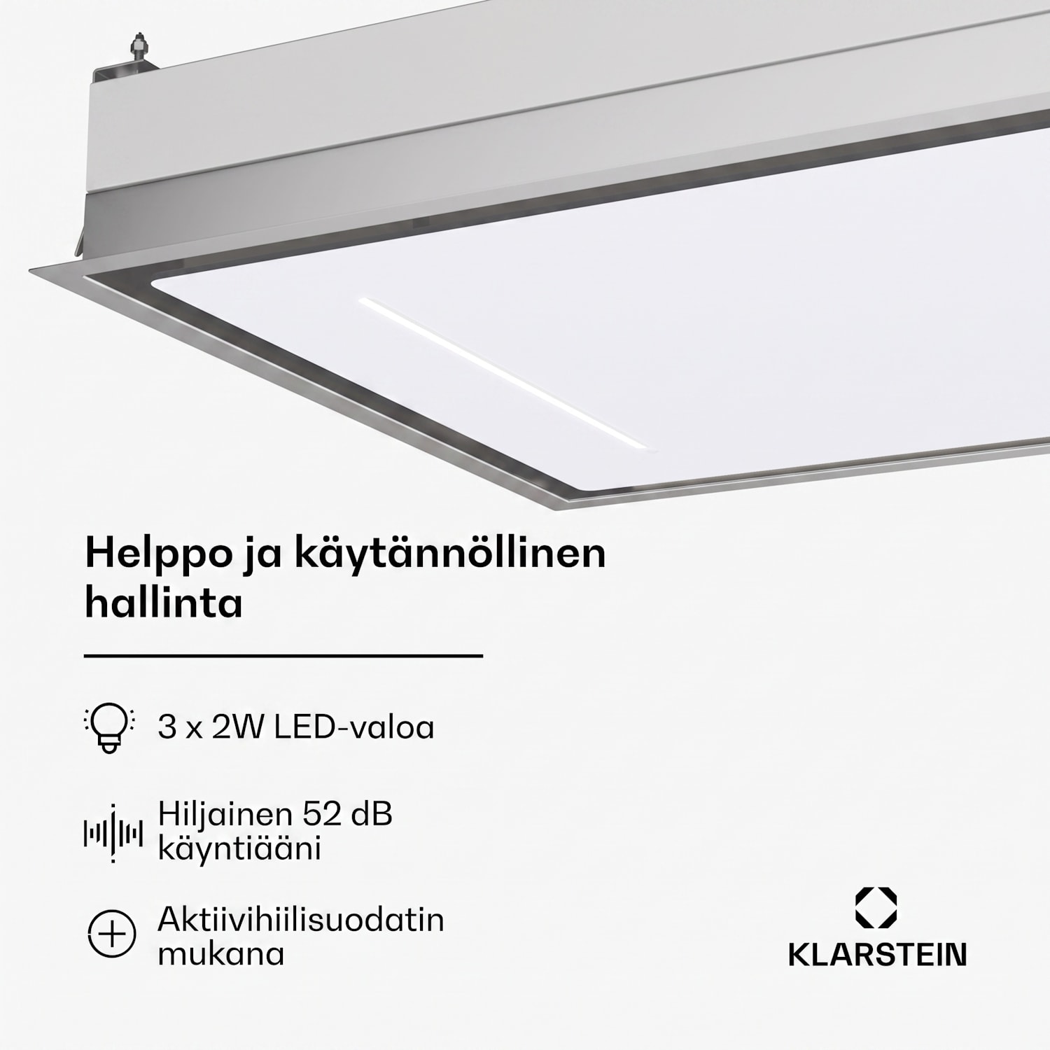 LuxeAir-liesituuletin | 110 cm | WLAN + Bluetooth | LED | 690 m³/h | poistoilma/kiertoilma | energiatehokkuusluokka: A 110 cm