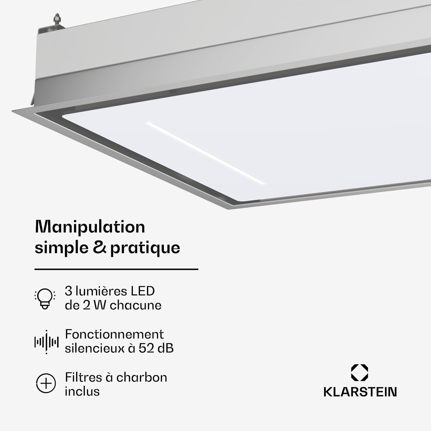 LuxeAir Hotte aspirante | 110 cm | WiFi + Bluetooth | LED | 750 m³/h | Extraction / recyclage d'air | CEE A 110 cm