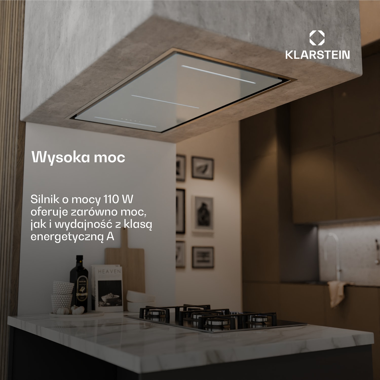 LuxeAir okap sufitowy, 110 cm, Wi-Fi + Bluetooth, LED, 750 m³/h, wyciąg/pochłaniacz, klasa energetyczna A 110 cm