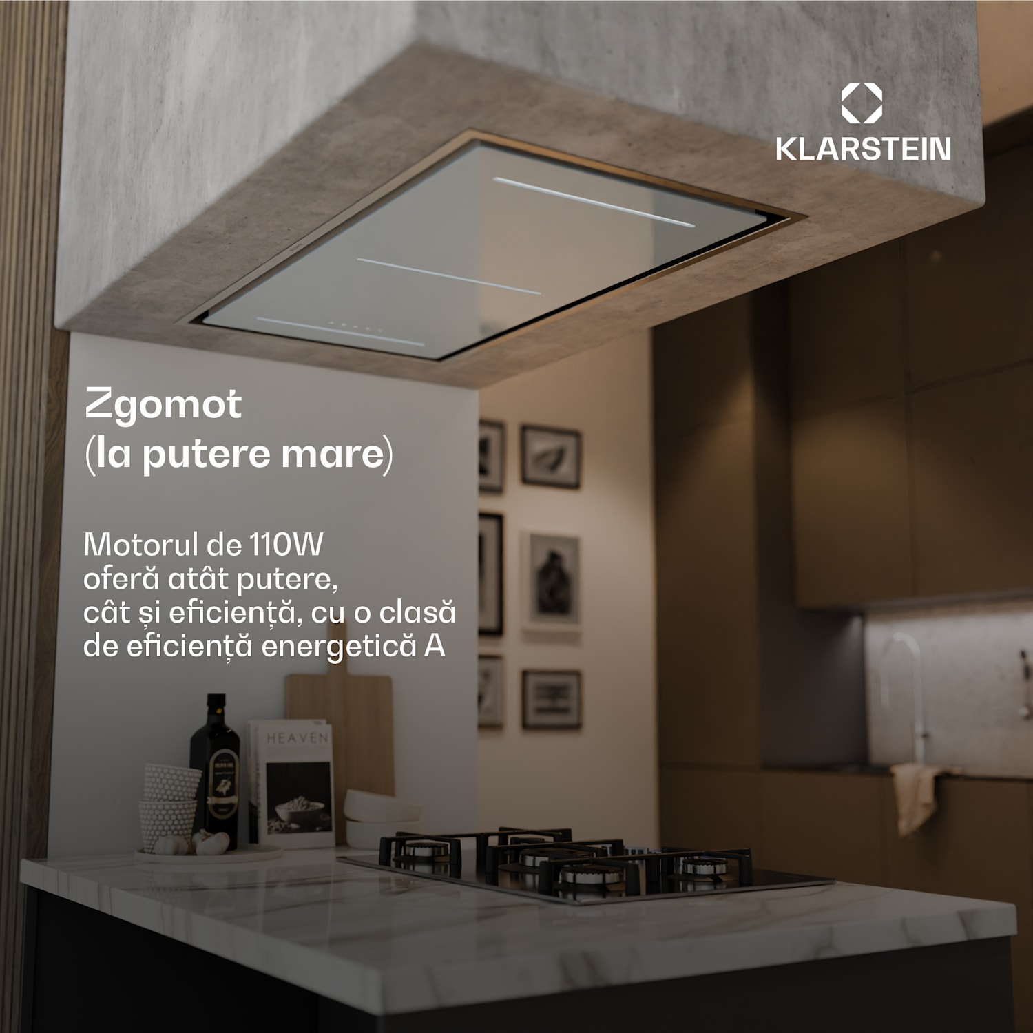 Hota LuxeAir, 110 cm, WLAN + Bluetooth, LED, 750 m³/h, evacuare/recirculare, EEC: A 110 cm