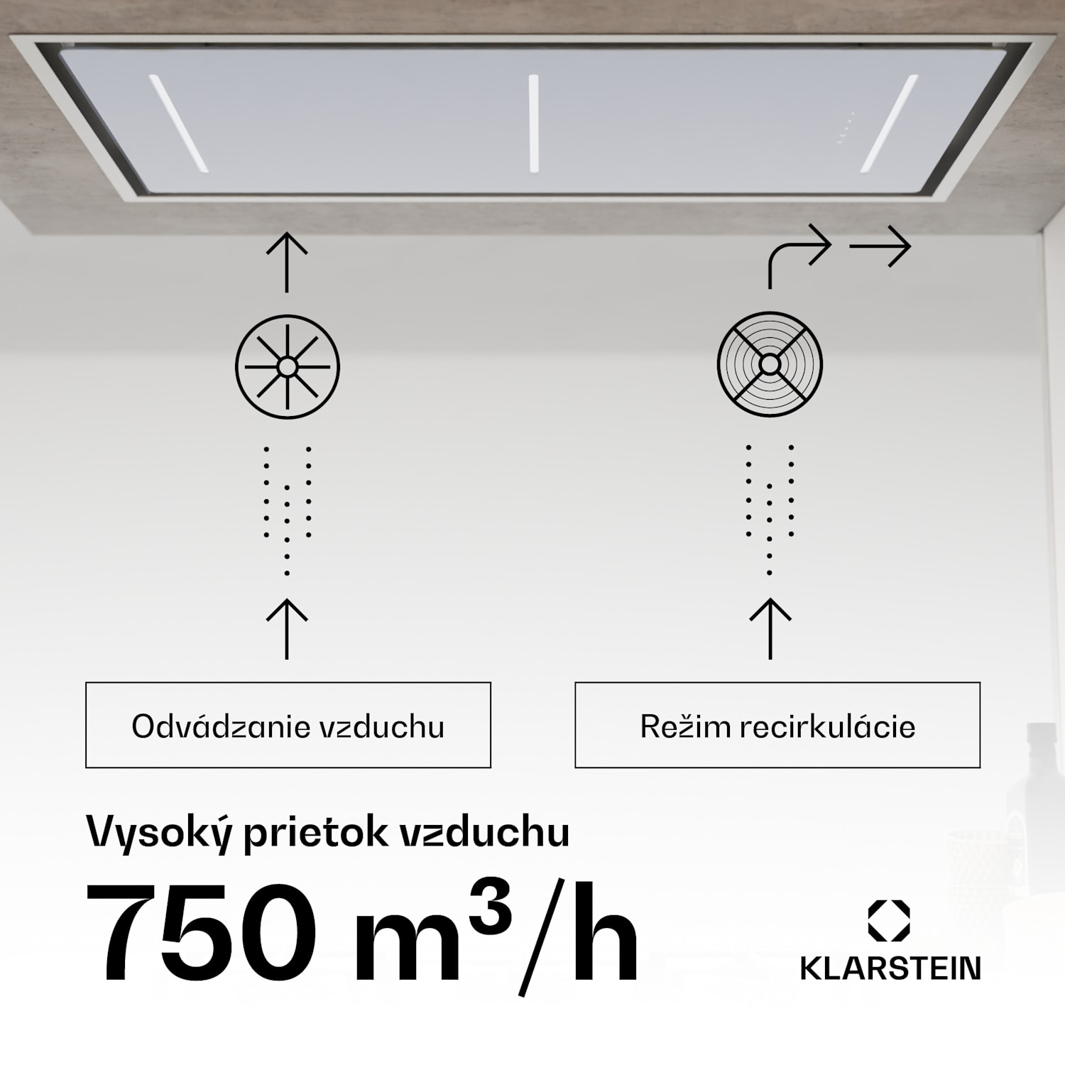 LuxeAir digestor, 110 cm, WLAN + Bluetooth, LED, 750 m³/h, odsávanie/recirkulácia, EEC: A 110 cm