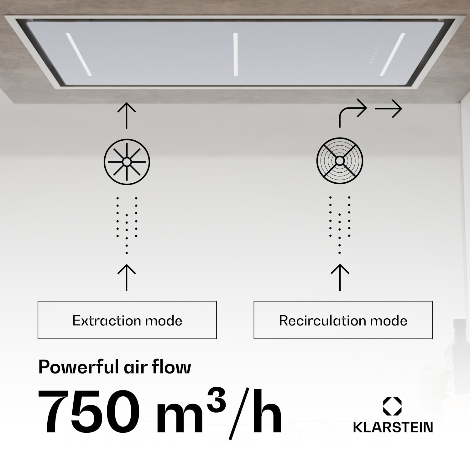 Exaustor LuxeAir | 110 cm | WLAN + Bluetooth | LED | 750 m³/h | exaustão/recirculação de ar | EEC: A 110 cm