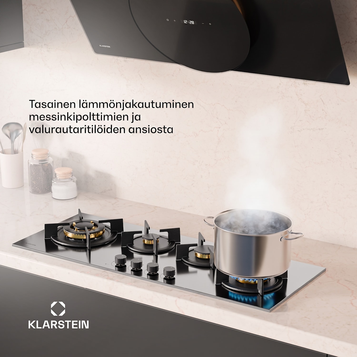 Goldflame 4 Slim -kaasukeittotaso | 4 poltinta | neste- tai maakaasulle | elektroninen sytytys 90 cm Slim | 4 poltinta | Hopea
