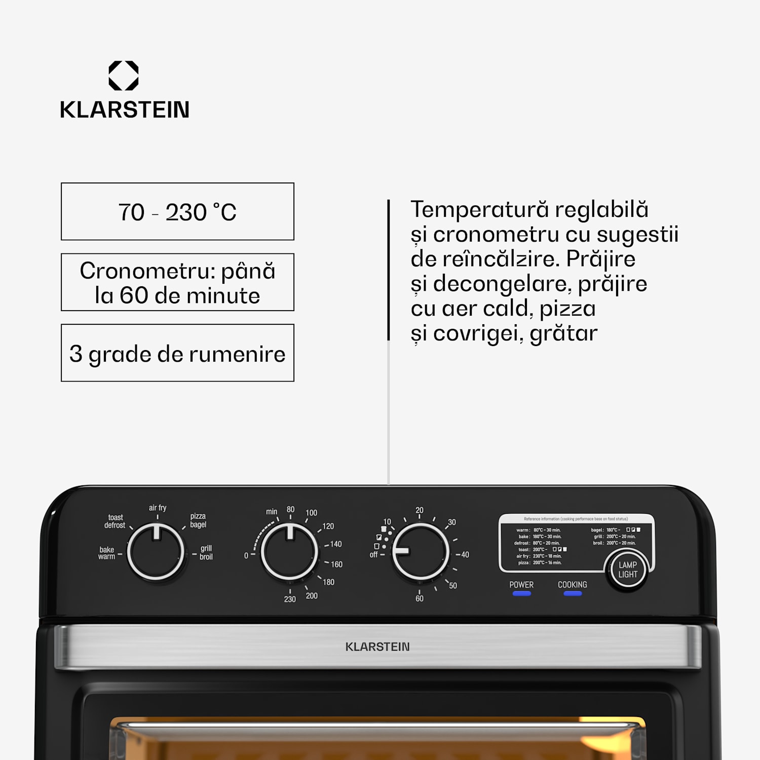 Friteuza cu aer cald Air Glaze, 2000 W, 34 litri, fereastră panoramică, incl. set de accesorii Mecanică | Negru