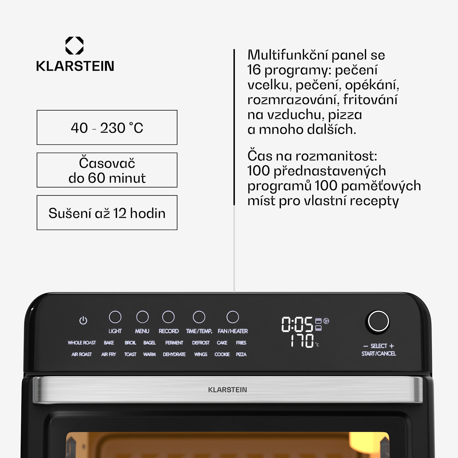 Air Glaze Digital horkovzdušná fritéza, 2100 W, 16 programů, aplikace, 34 litrů, včetně sady příslušenství digitálně | Černá