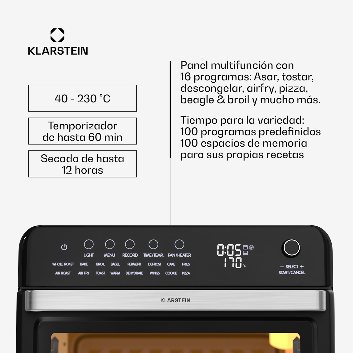 Freidora sin aceite Air Glaze Digital | 2100 W | 34 Litros | 16 Programas | App | 34 Litros | incl. accesorios Digital | Negro